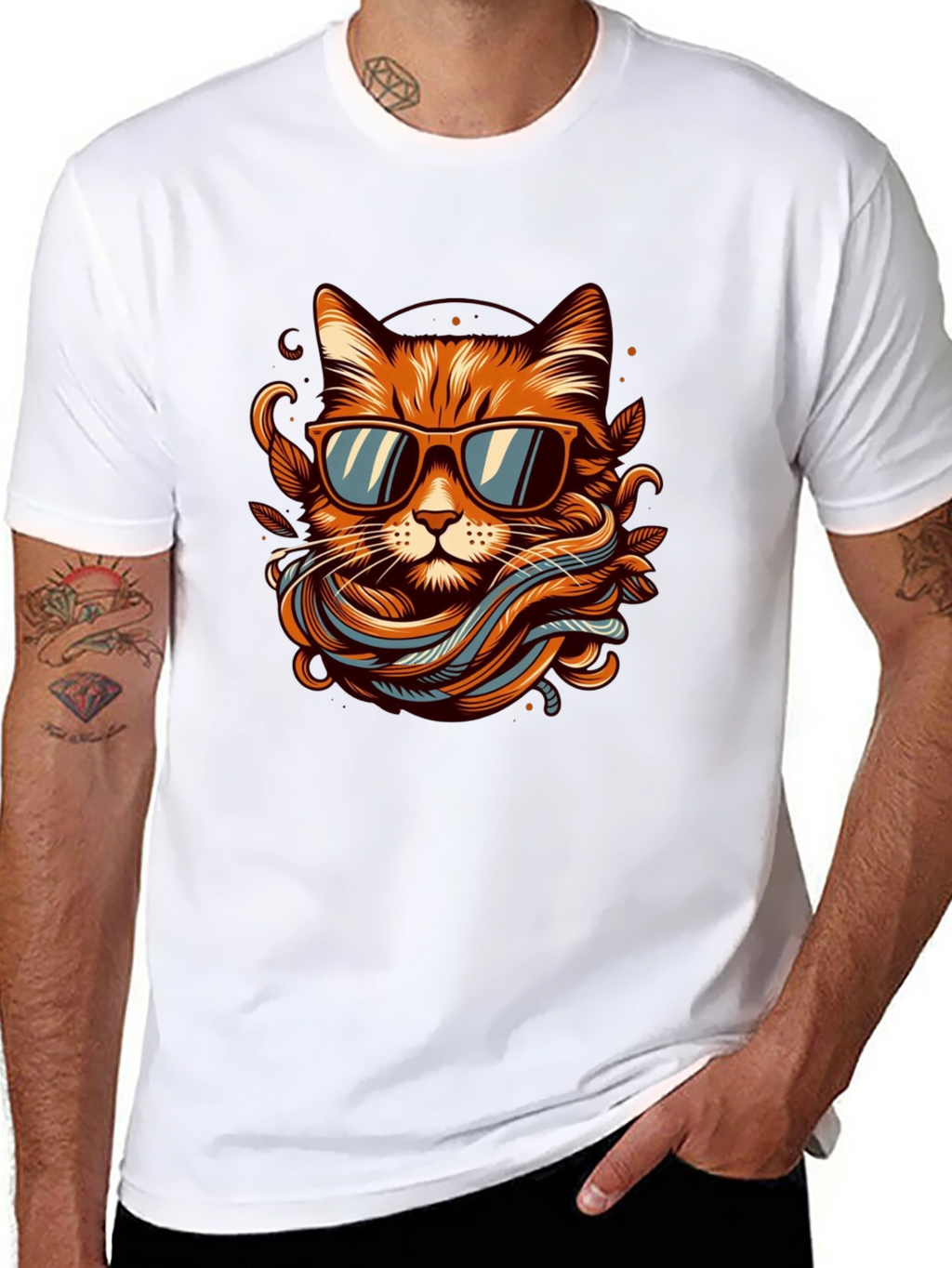 Cool Cat Graphic Tee - Mens Black T-Shirt