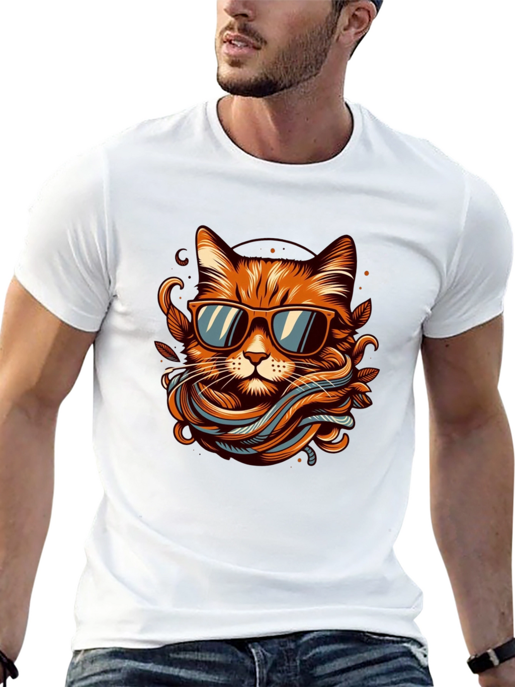 Cool Cat Graphic Tee - Mens Black T-Shirt