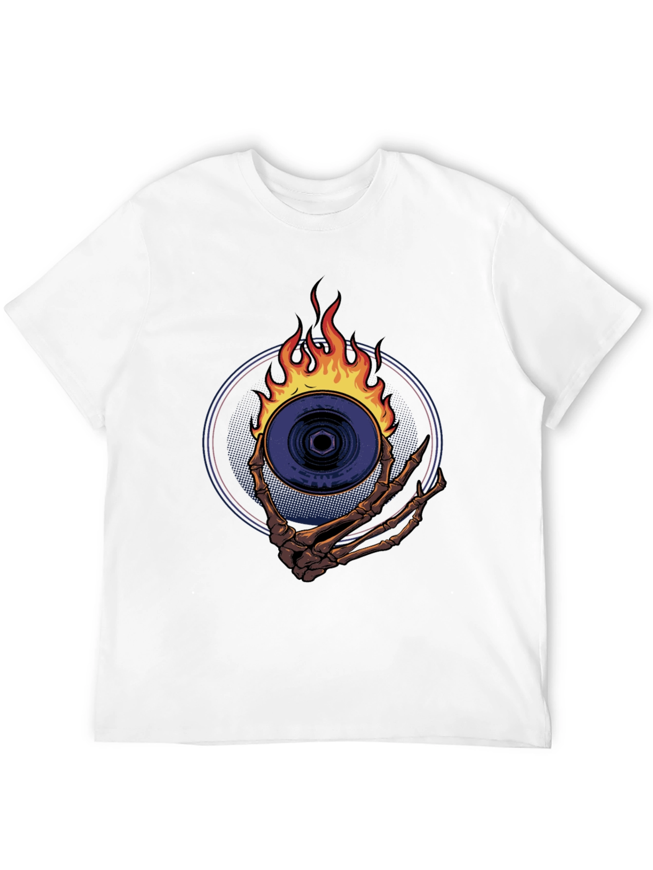 Skeleton Hand Fire Disc T-Shirt