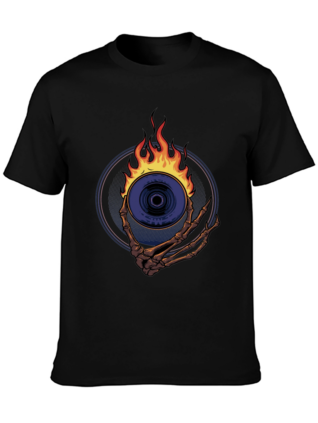 Skeleton Hand Fire Disc T-Shirt