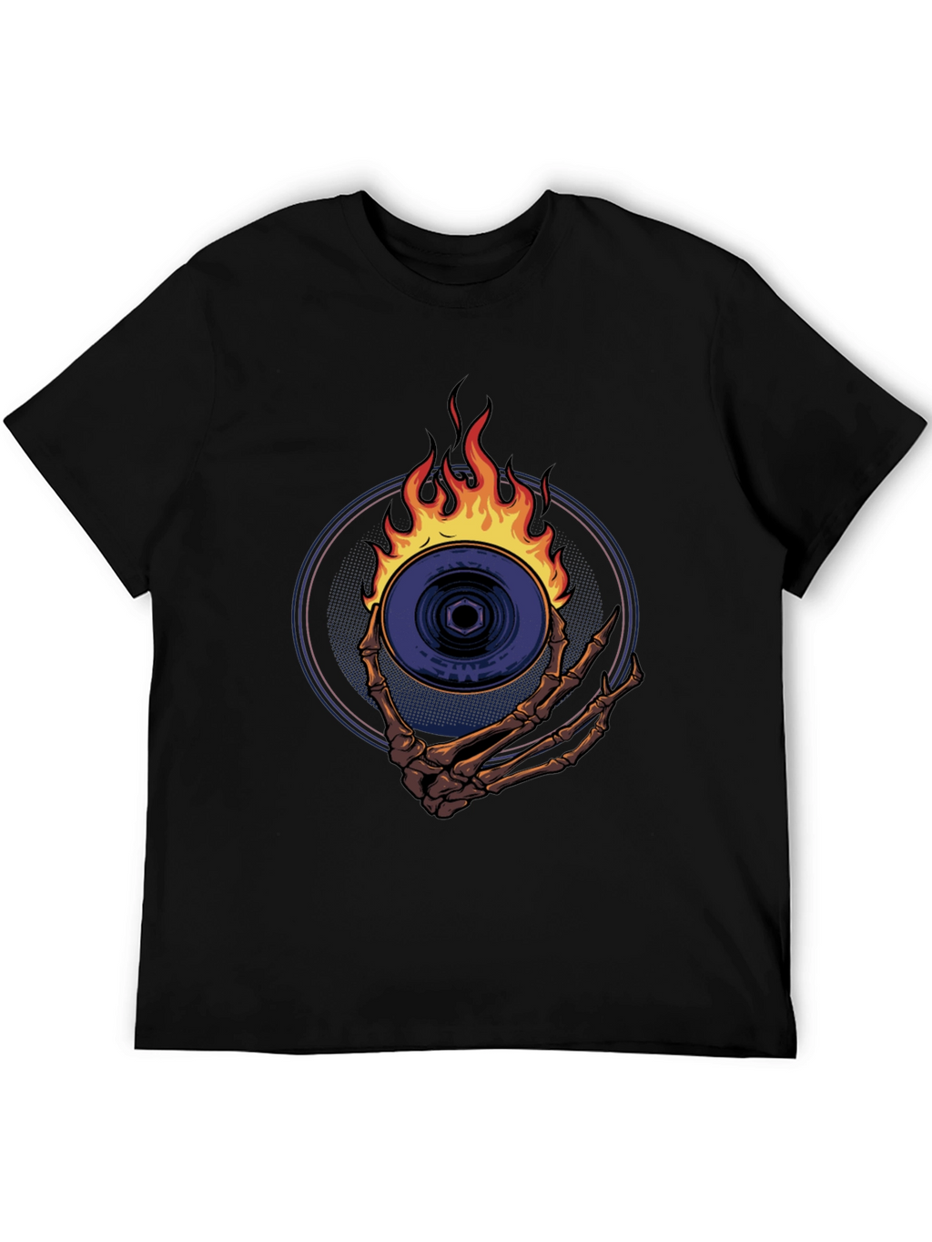 Skeleton Hand Fire Disc T-Shirt