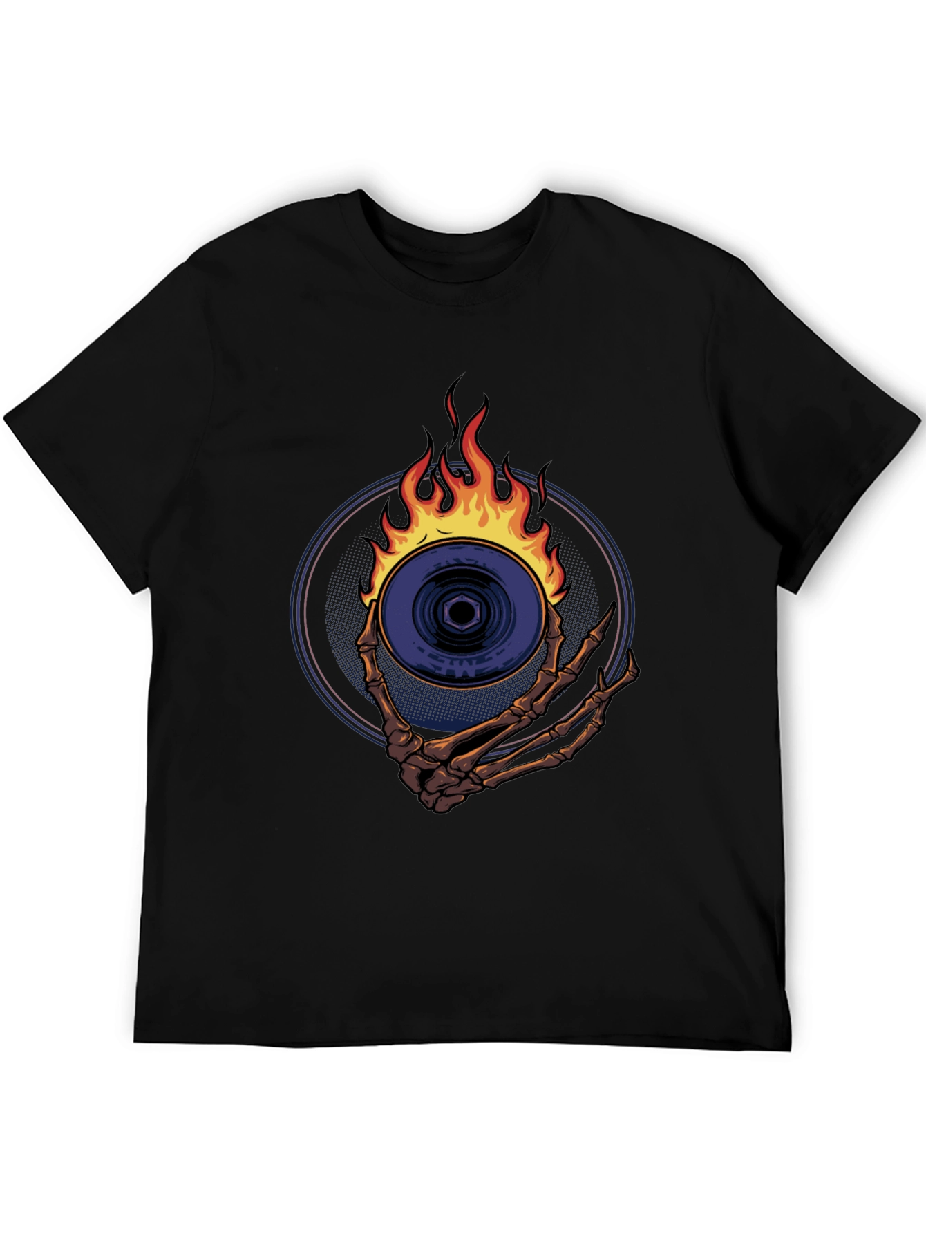 Skeleton Hand Fire Disc T-Shirt