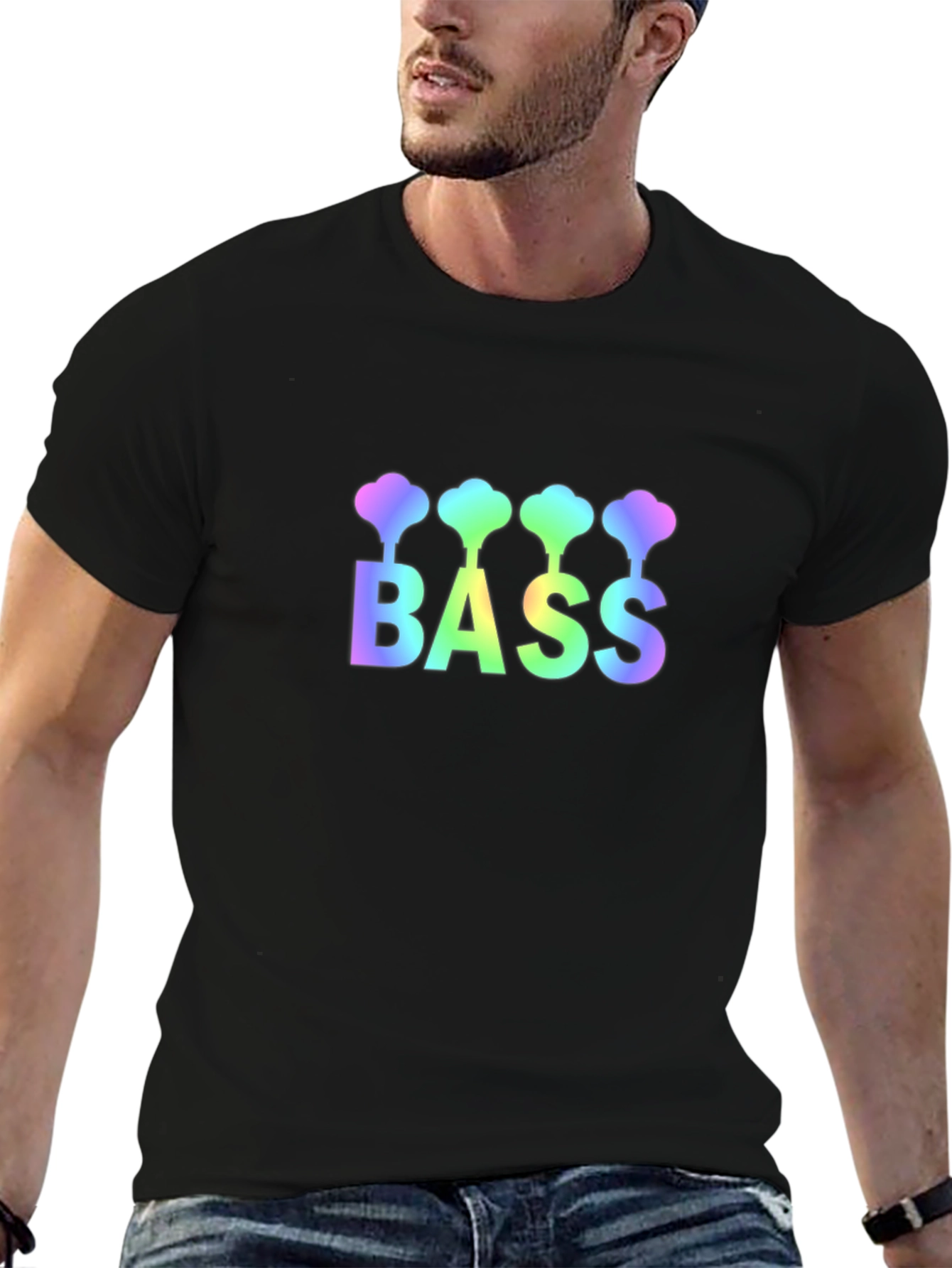Bass Guitar Rainbow Graphic T-Shirt