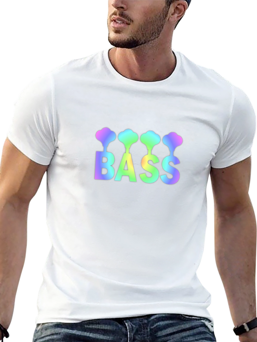 Bass Guitar Rainbow Graphic T-Shirt