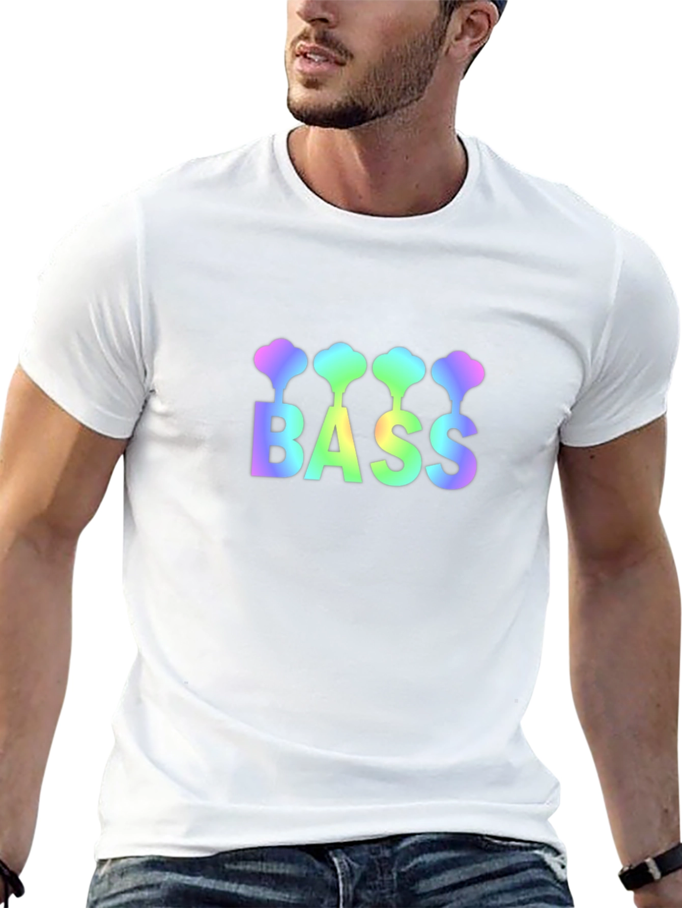 Bass Guitar Rainbow Graphic T-Shirt