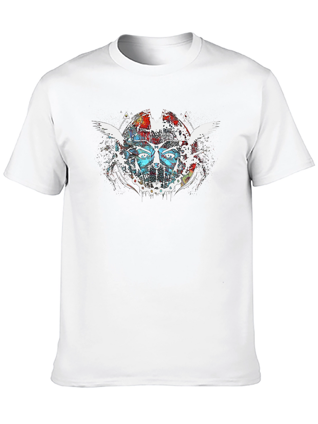 Abstract Face Graphic Print Black T-Shirt