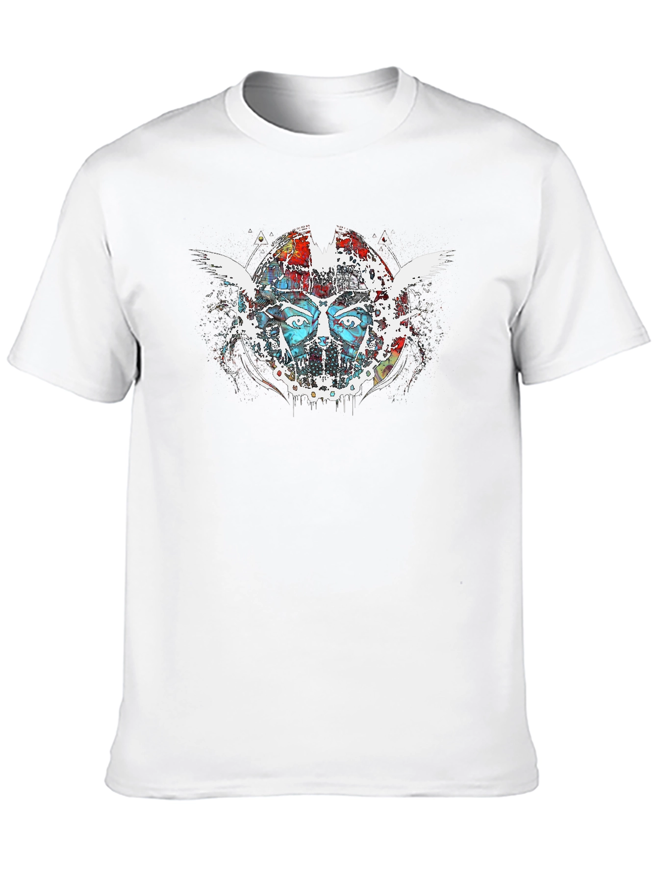 Abstract Face Graphic Print Black T-Shirt