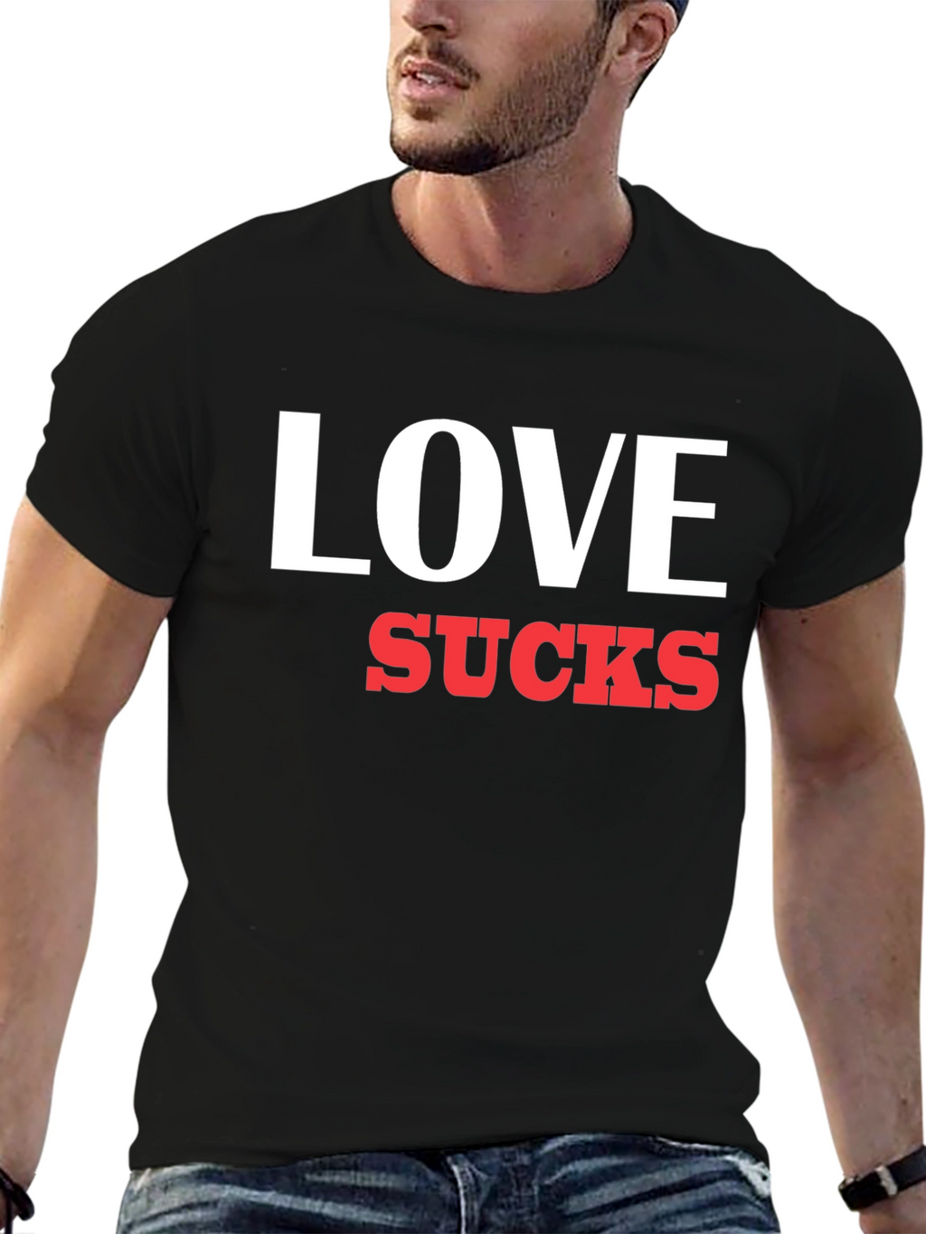Love Sucks Graphic Tee - Black Crewneck T-Shirt