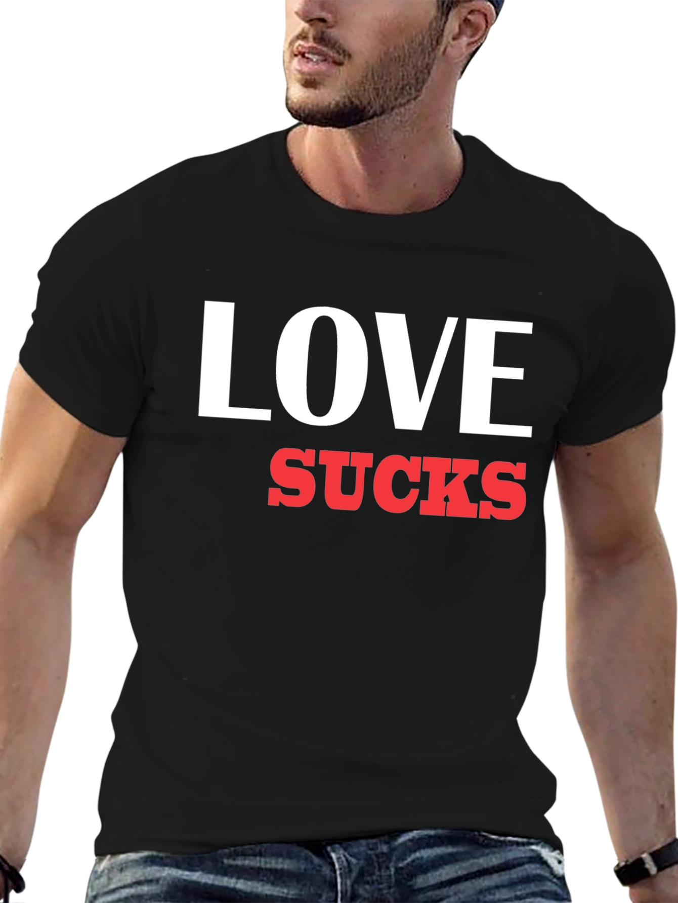 Love Sucks Graphic Tee - Black Crewneck T-Shirt