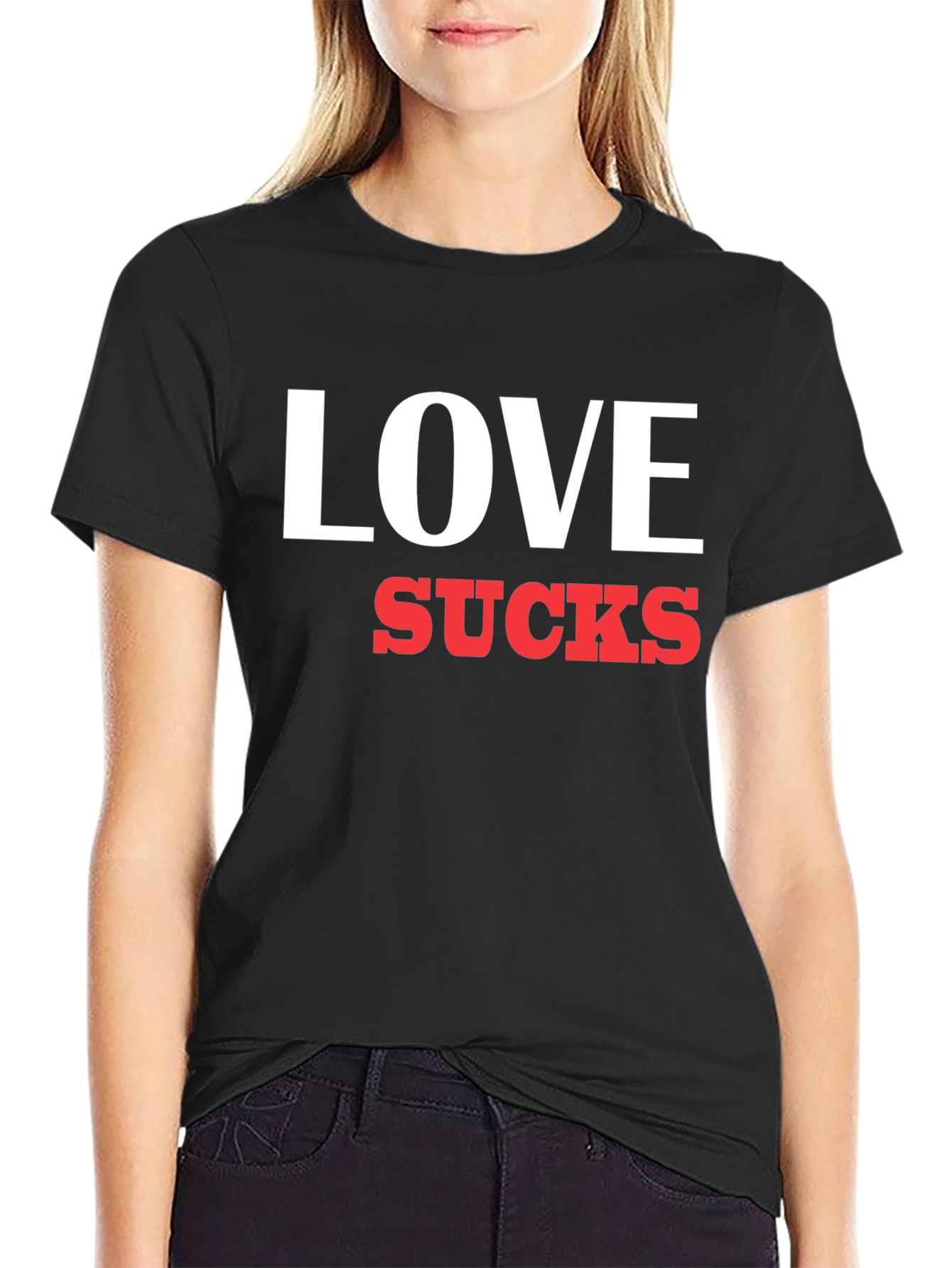 Love Sucks Graphic Tee - Black Crewneck T-Shirt