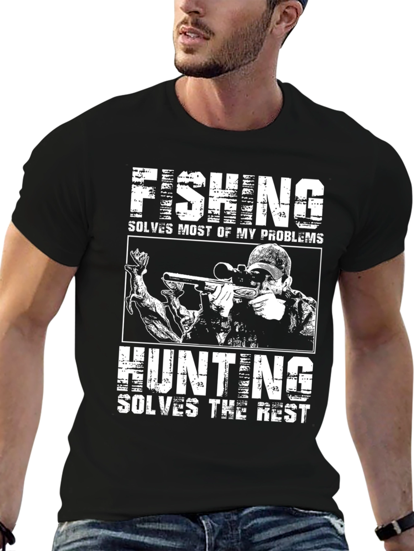 Fishing and Hunting T-Shirt - Solves My Problems