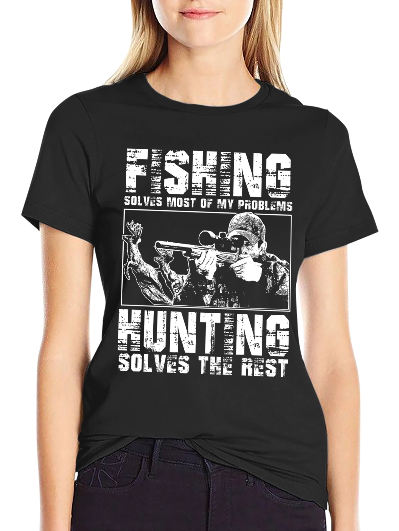 Fishing and Hunting T-Shirt - Solves My Problems