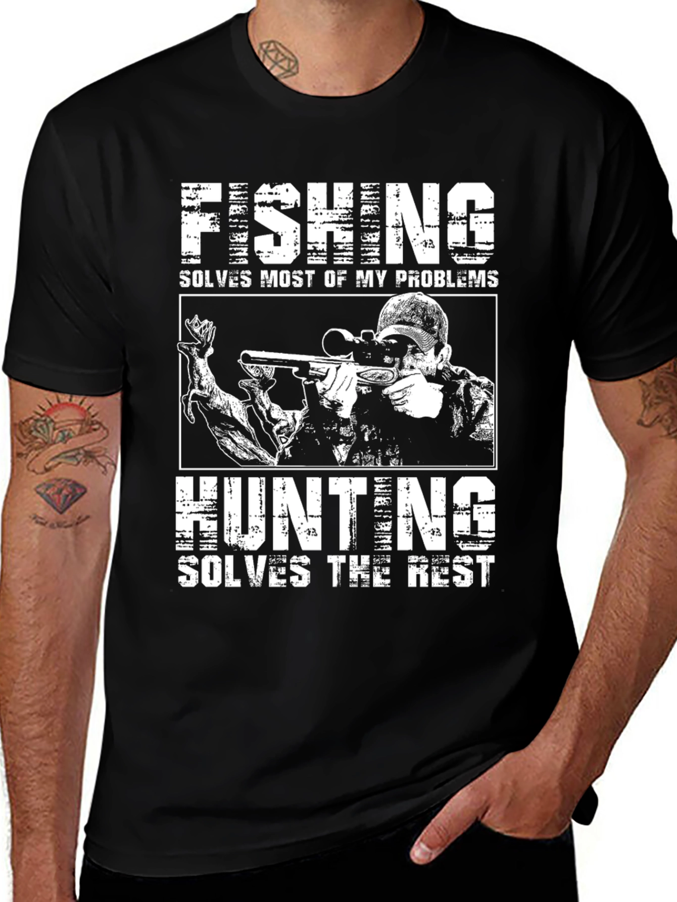 Fishing and Hunting T-Shirt - Solves My Problems