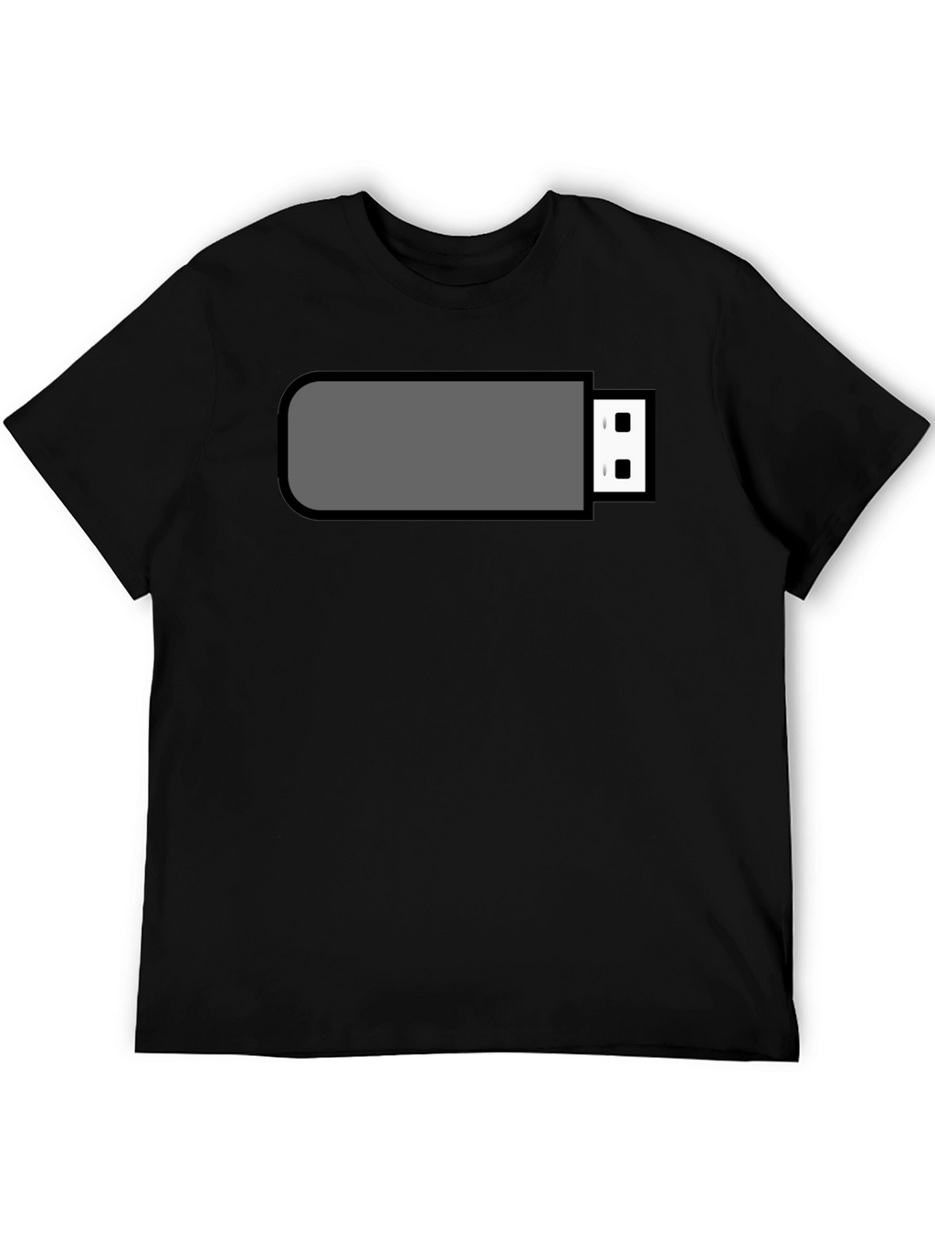 Black T-Shirt with USB Drive Graphic