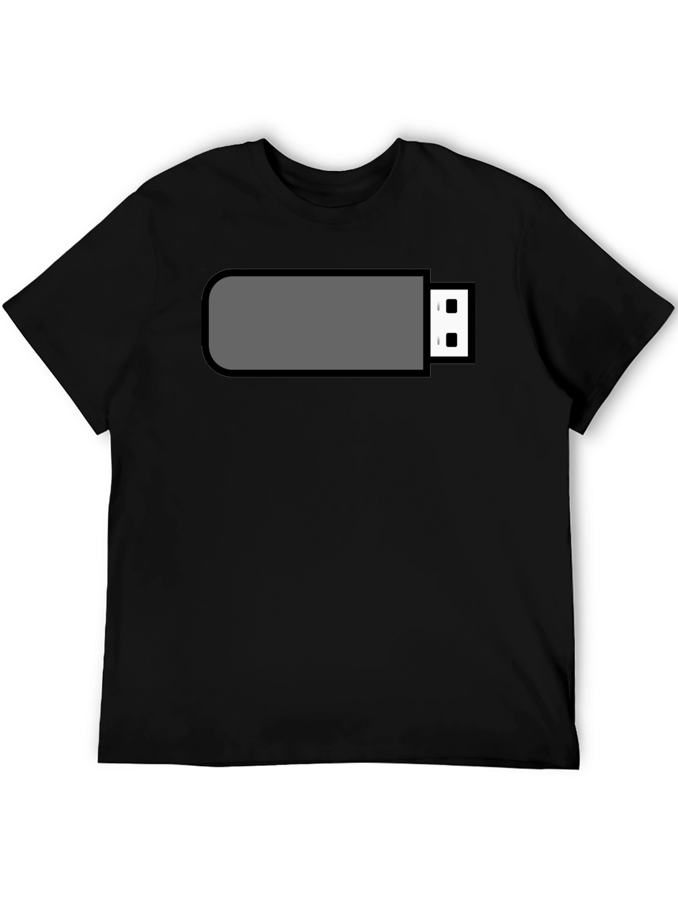 Black T-Shirt with USB Drive Graphic