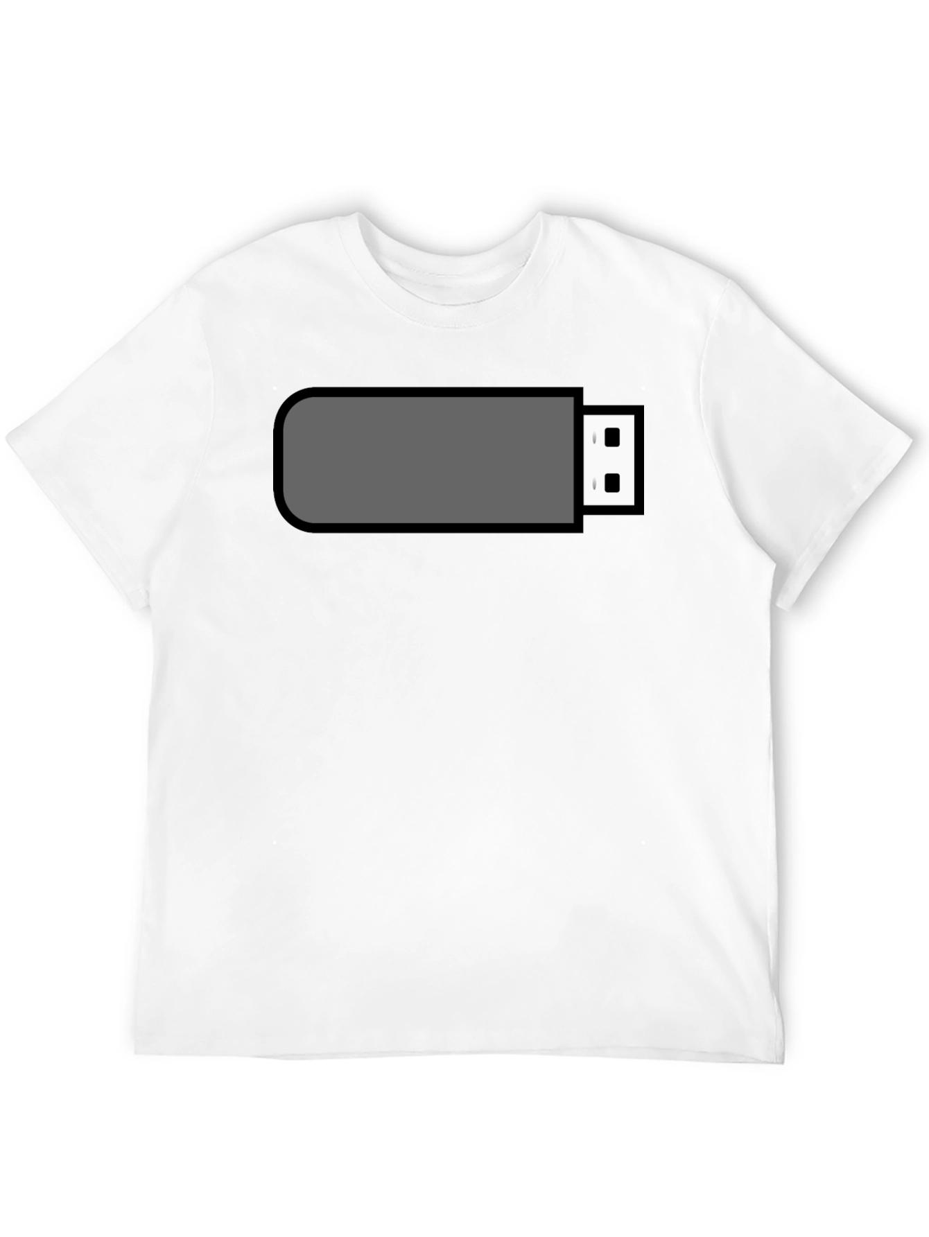 Black T-Shirt with USB Drive Graphic