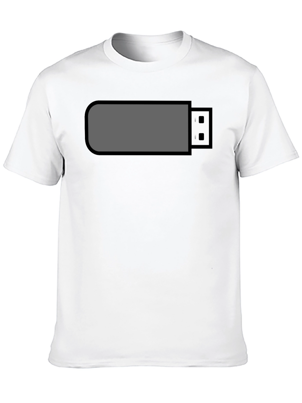 Black T-Shirt with USB Drive Graphic