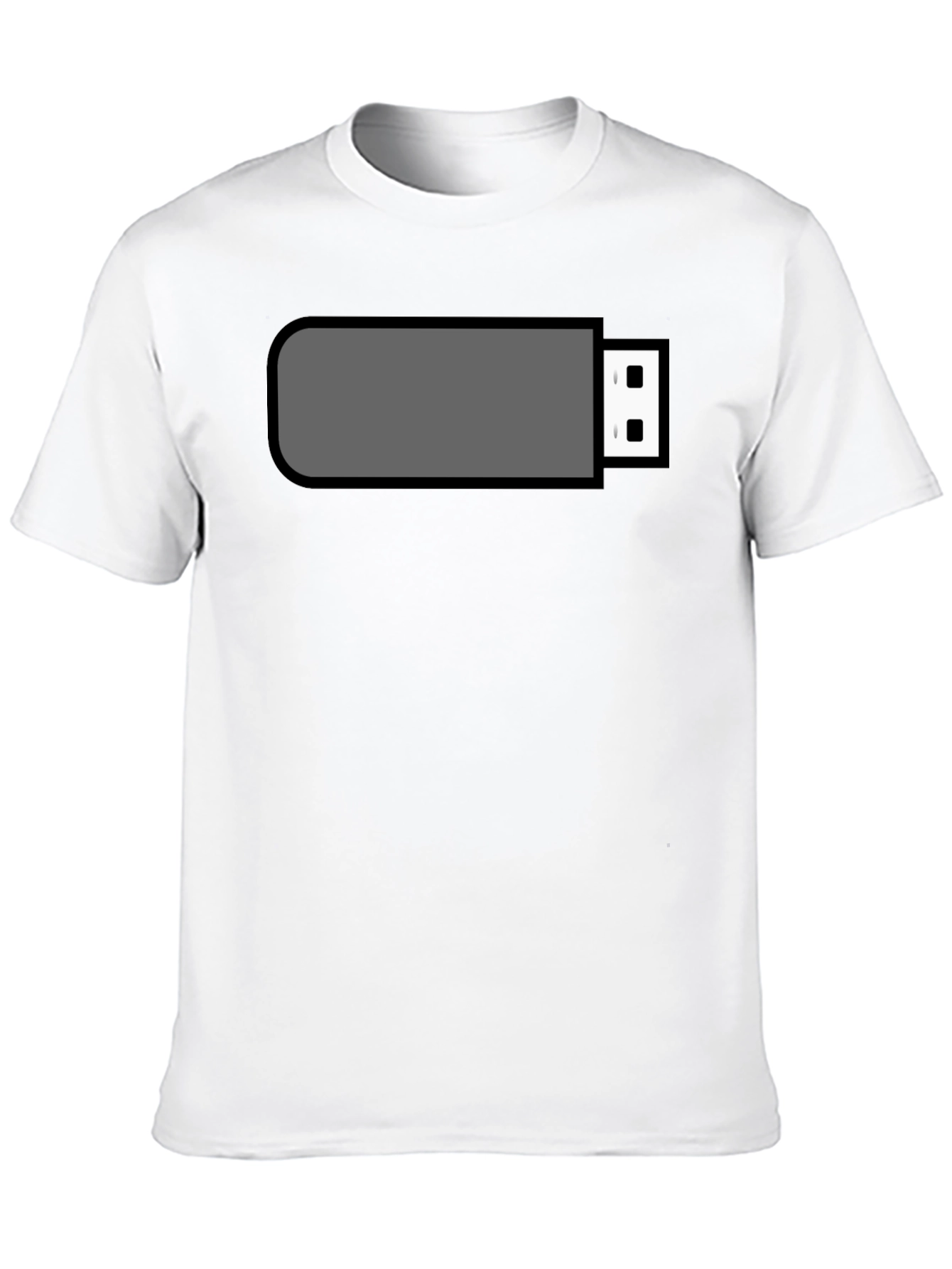 Black T-Shirt with USB Drive Graphic
