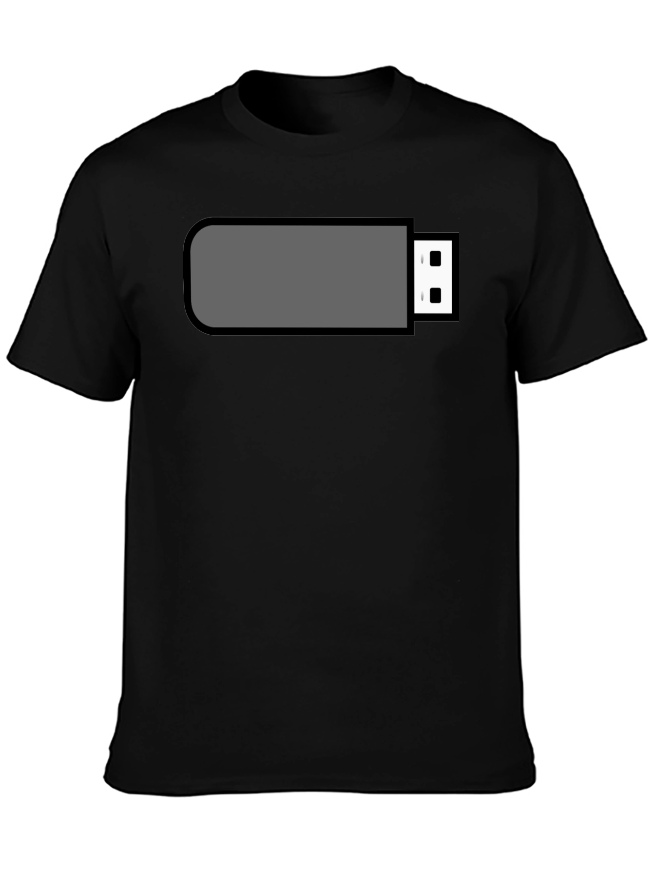 Black T-Shirt with USB Drive Graphic