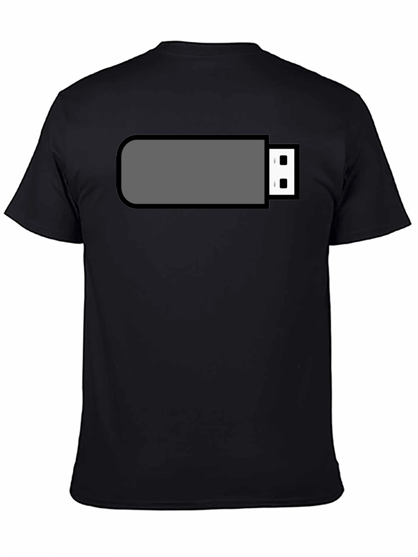 Black T-Shirt with USB Drive Graphic