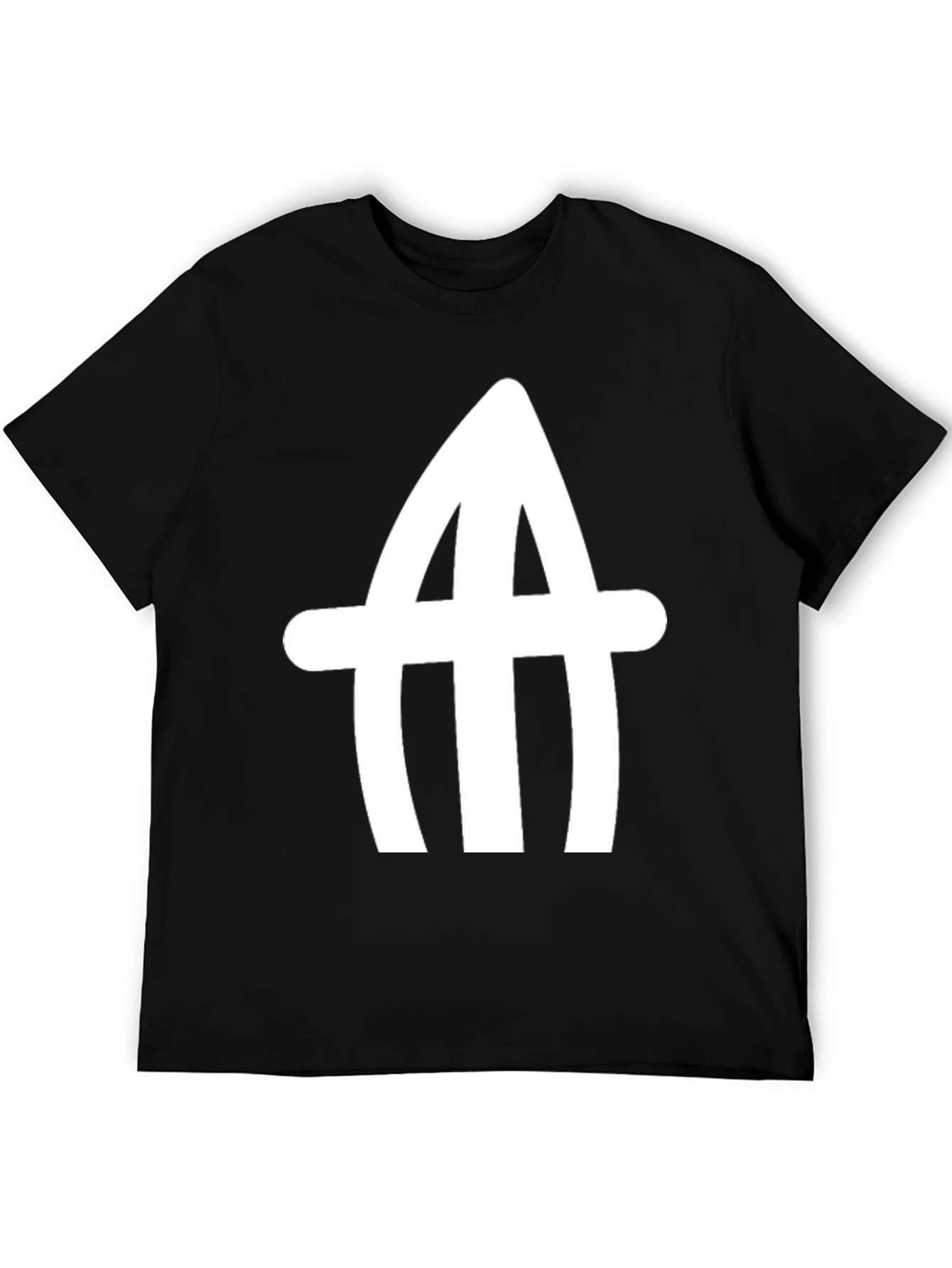 Abstract White Logo Black T-Shirt