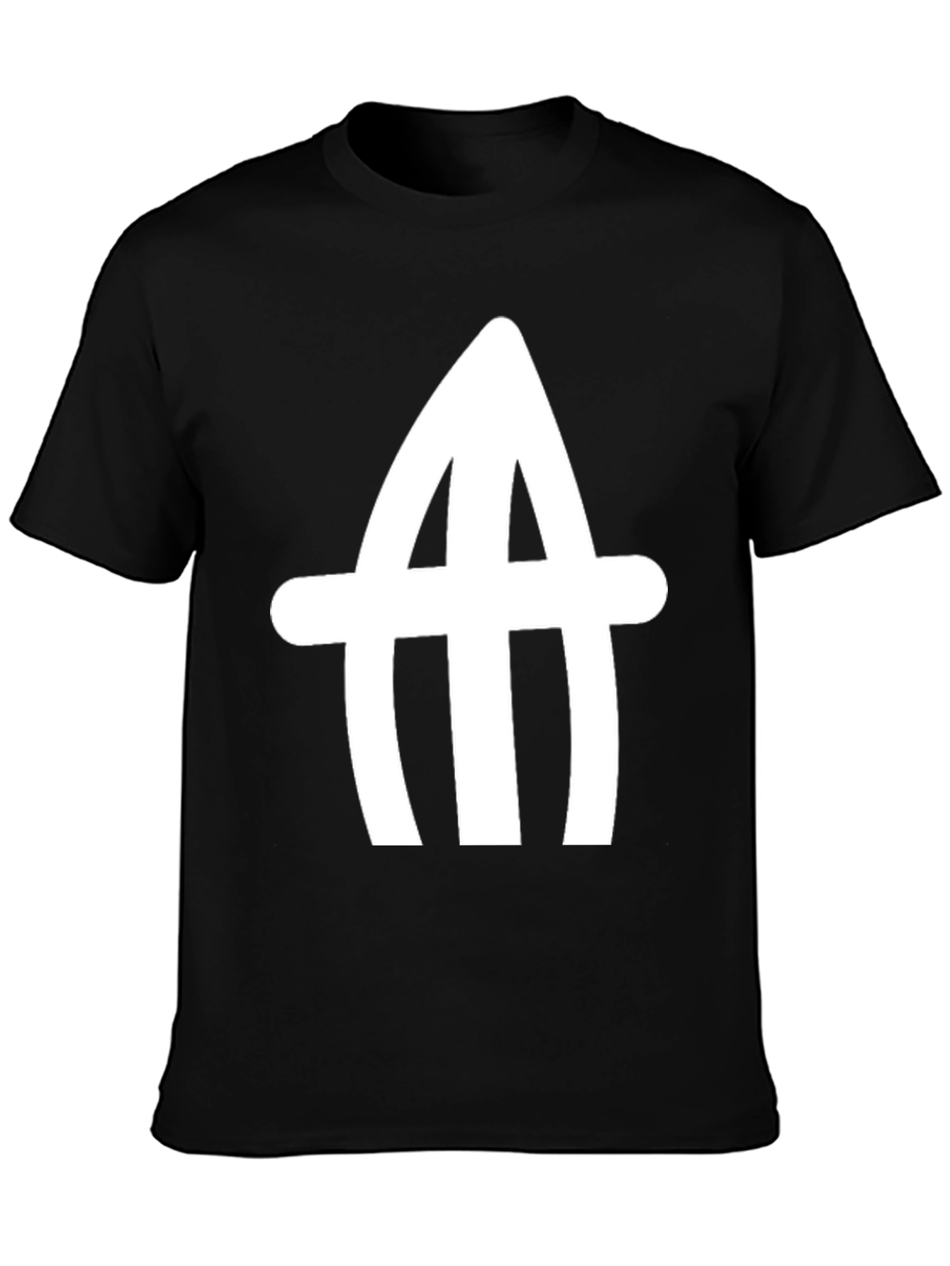 Abstract White Logo Black T-Shirt