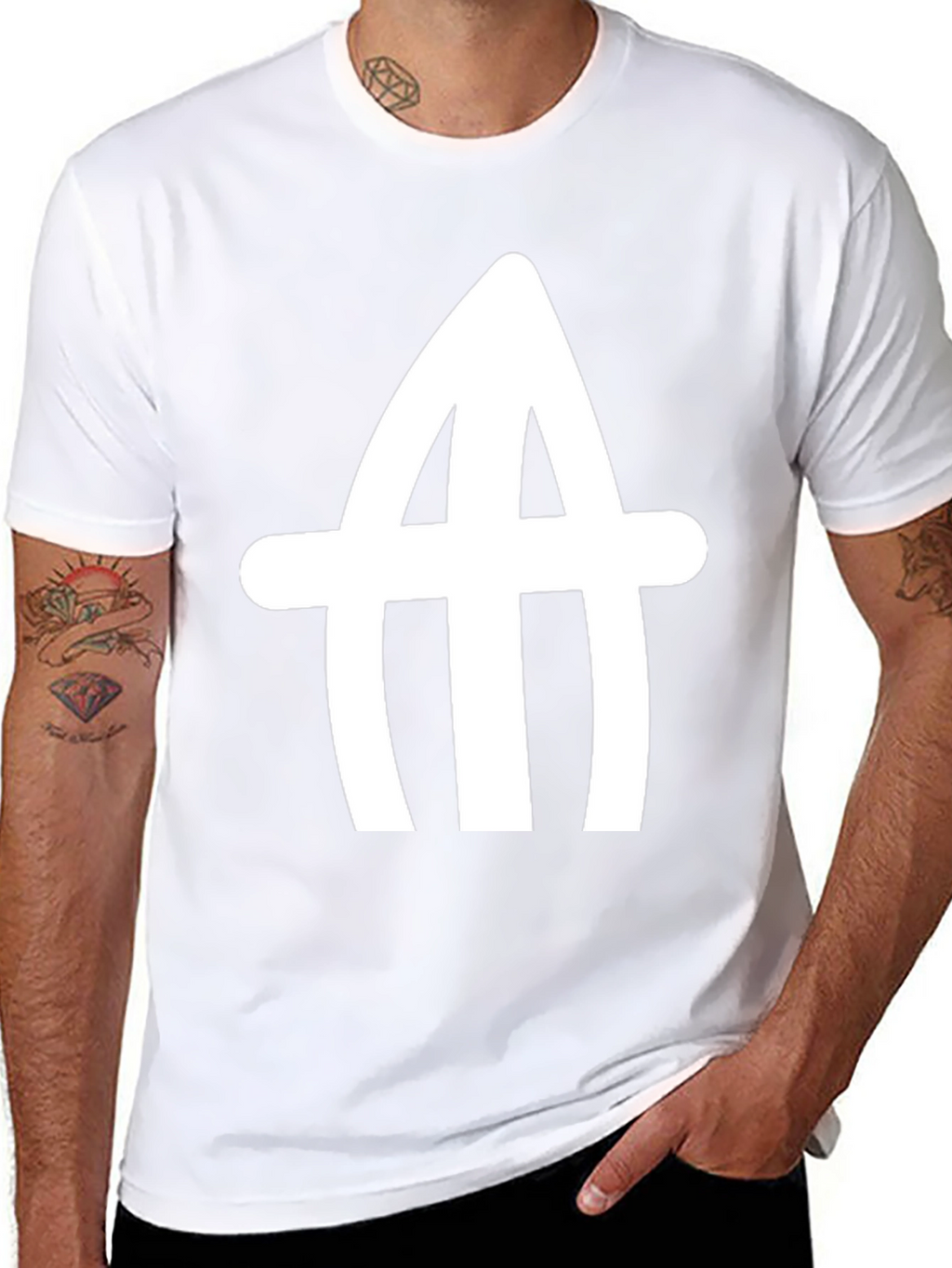 Abstract White Logo Black T-Shirt