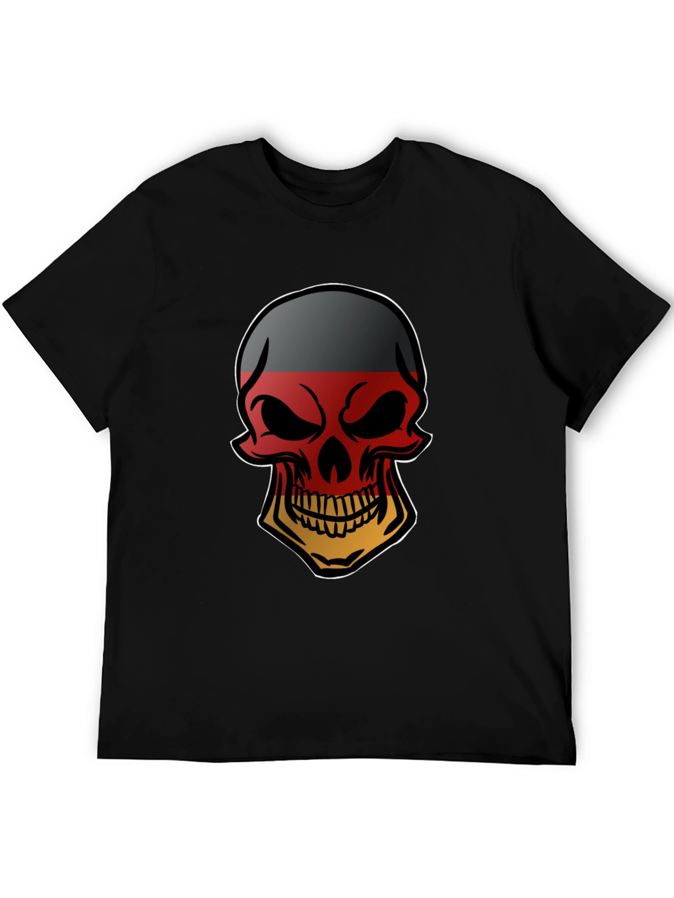 German Flag Skull Graphic Tee - Black T-Shirt