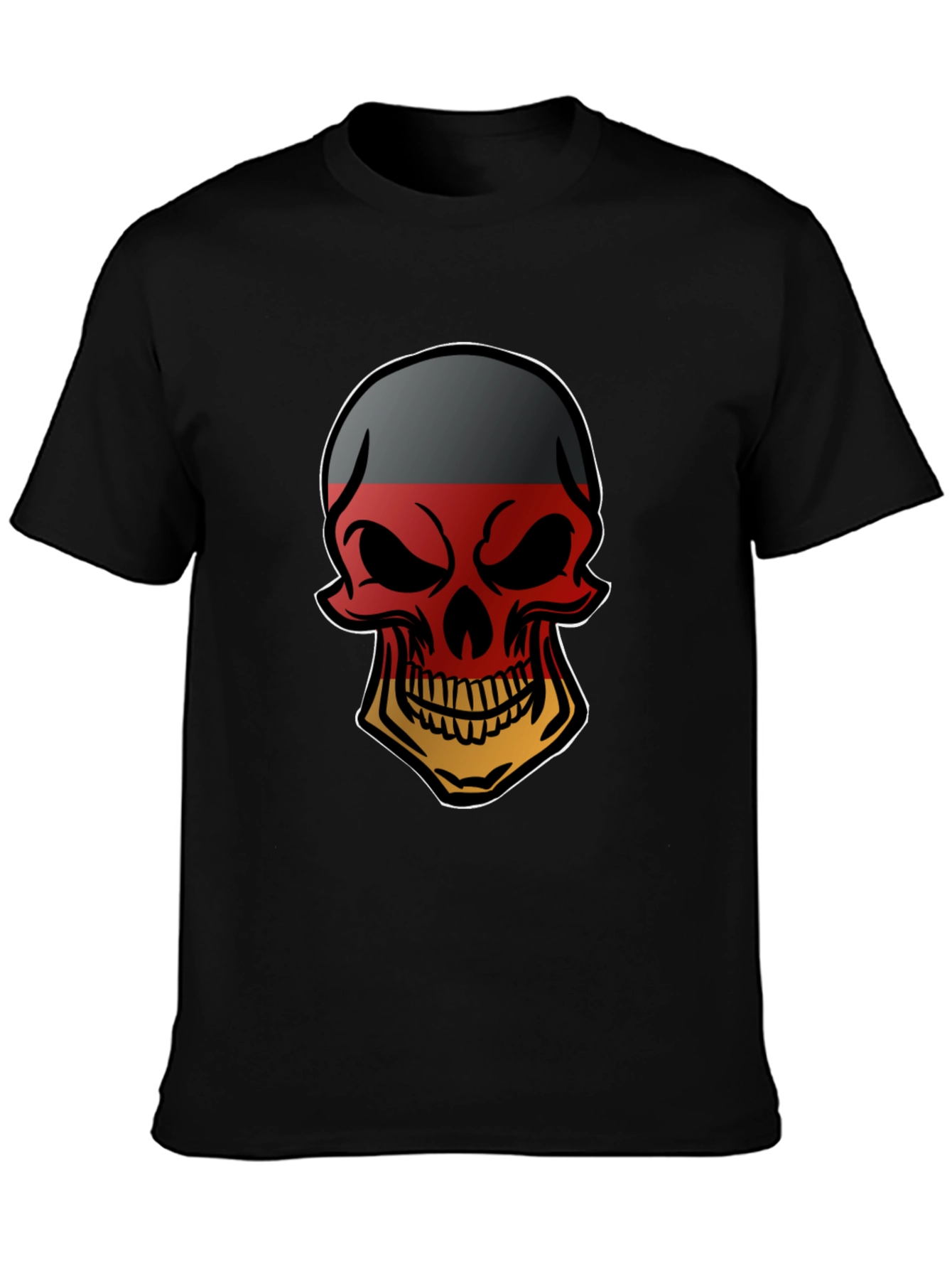 German Flag Skull Graphic Tee - Black T-Shirt