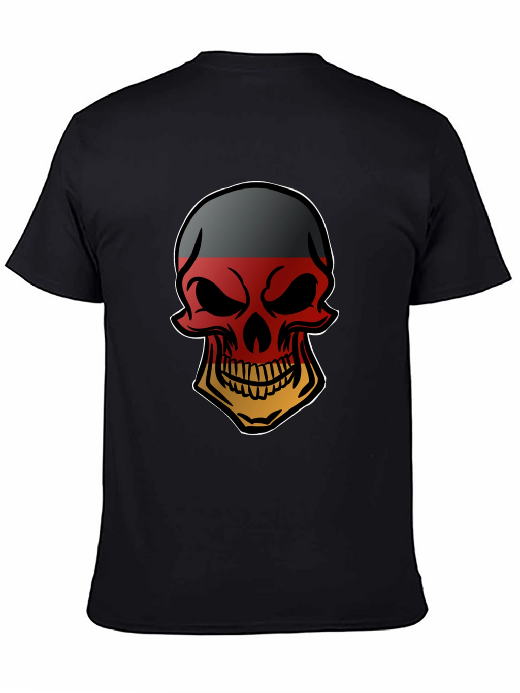 German Flag Skull Graphic Tee - Black T-Shirt