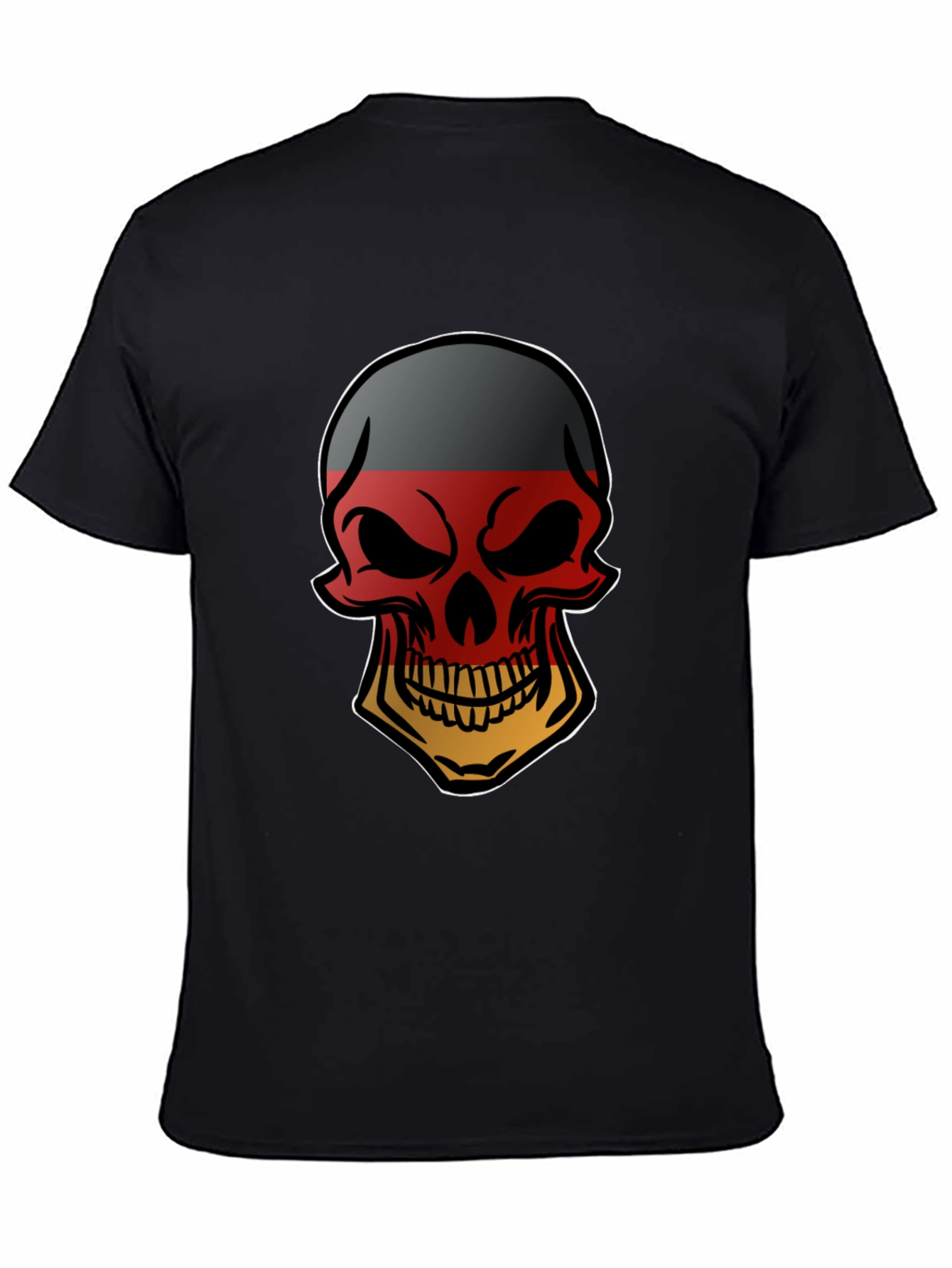 German Flag Skull Graphic Tee - Black T-Shirt