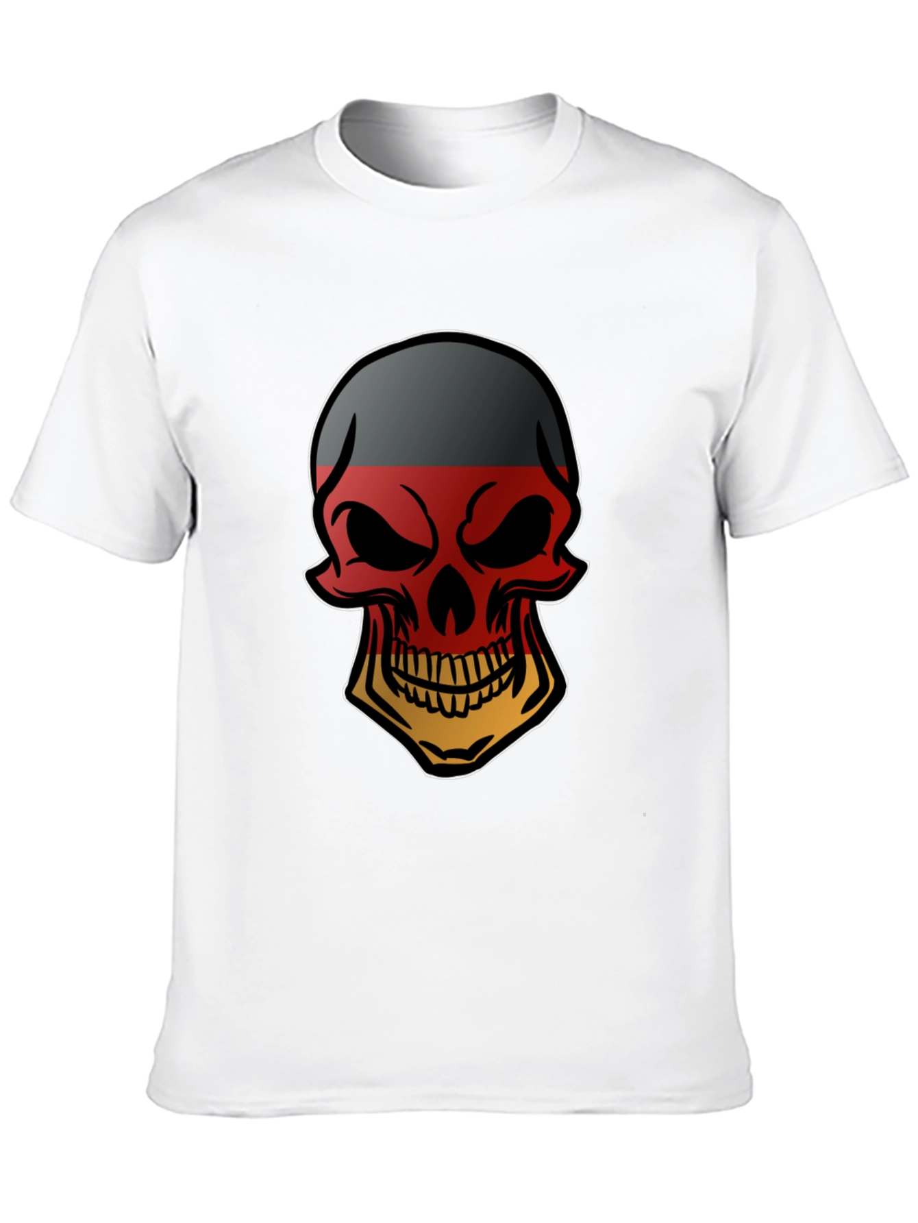 German Flag Skull Graphic Tee - Black T-Shirt