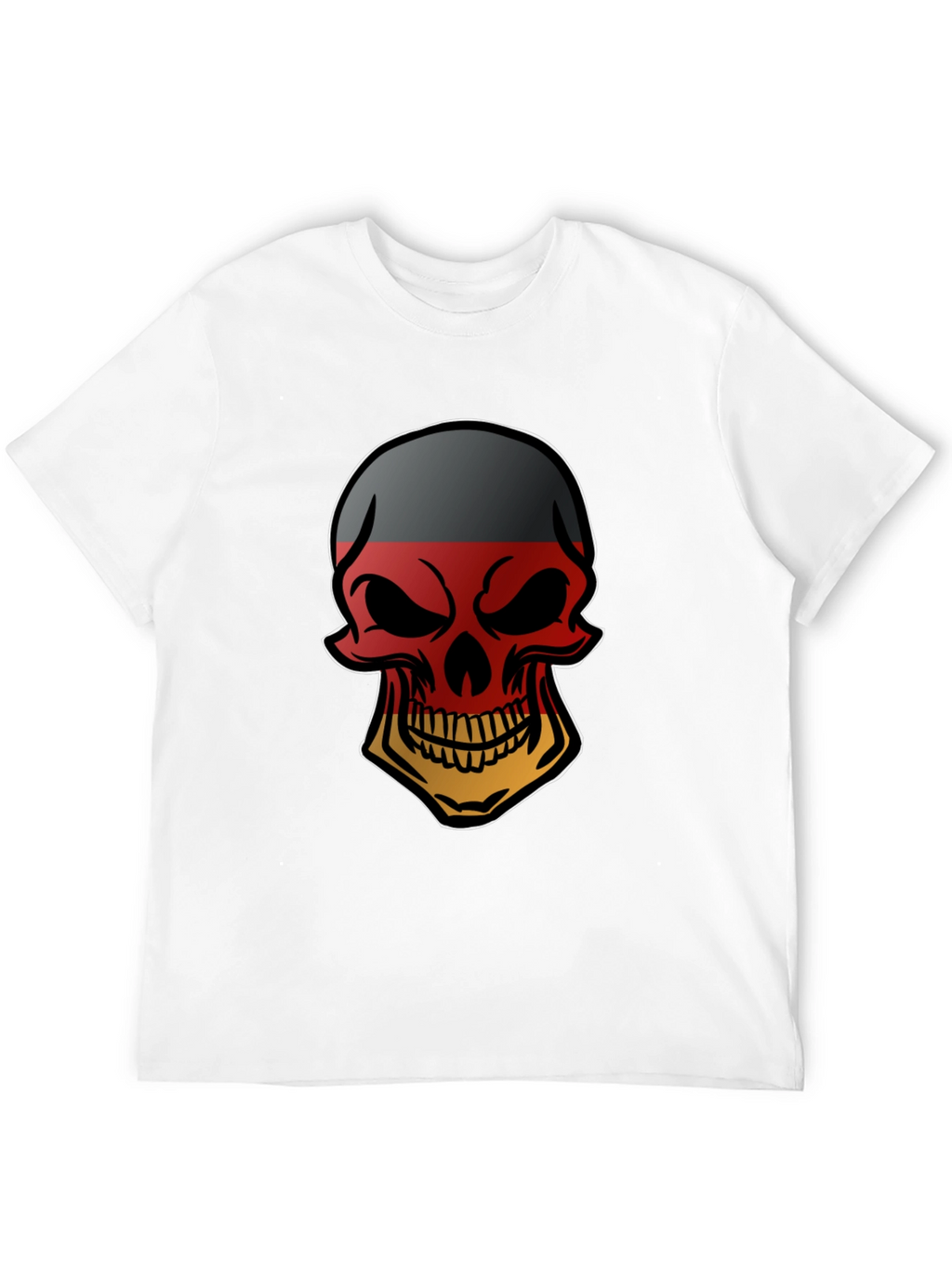 German Flag Skull Graphic Tee - Black T-Shirt