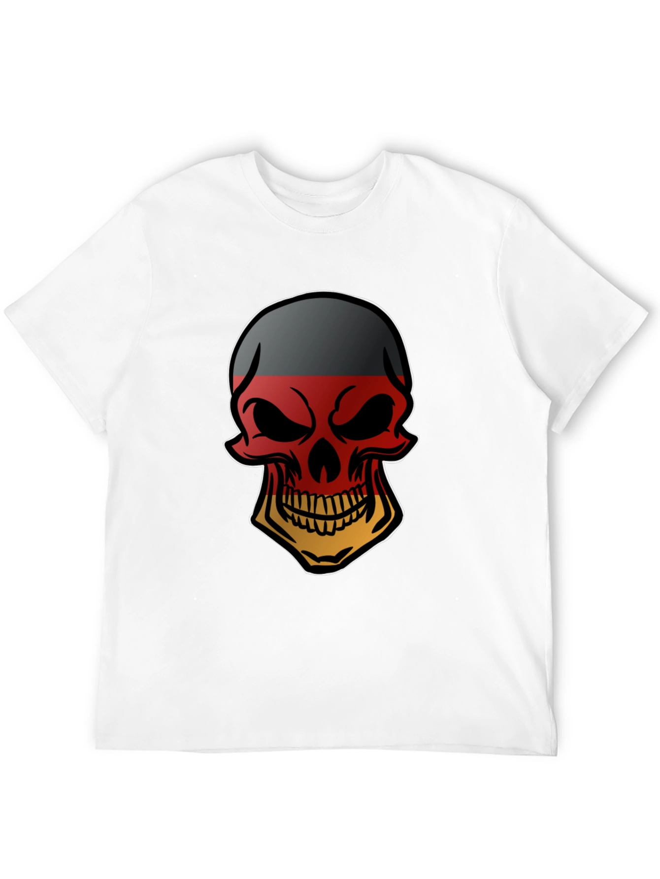 German Flag Skull Graphic Tee - Black T-Shirt