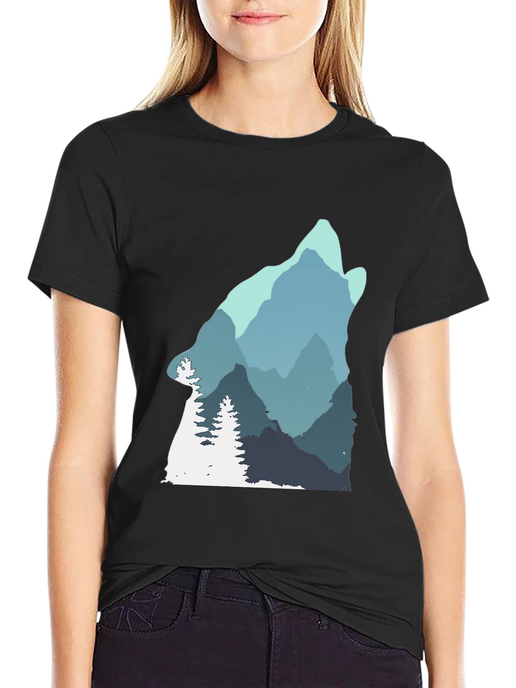 Wolf Mountain Graphic Tee - Nature Inspired Design