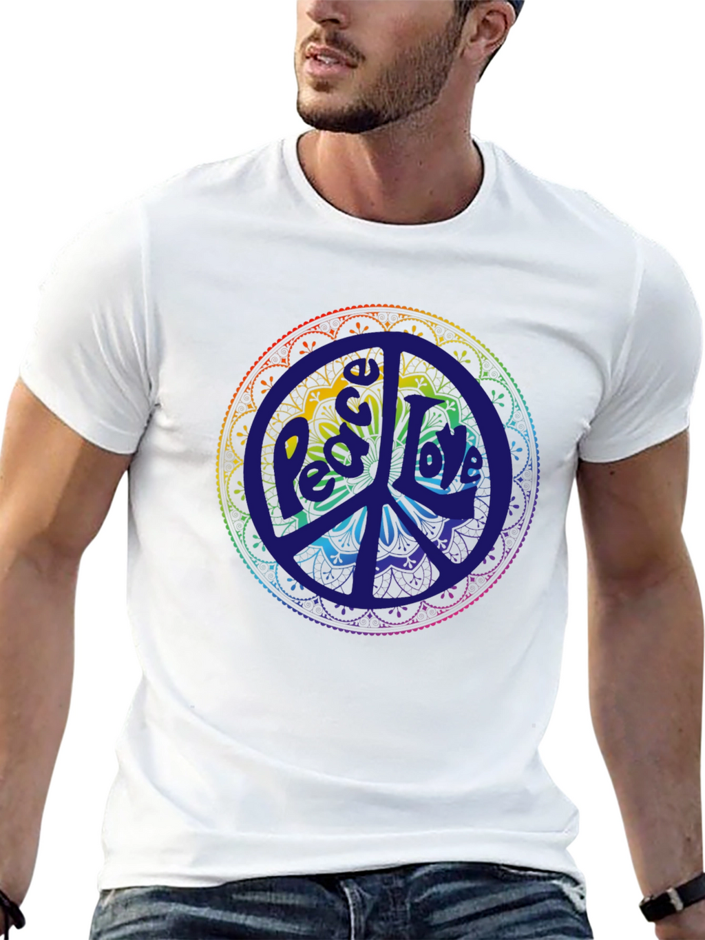Peace Mandala T-Shirt - Rainbow Design