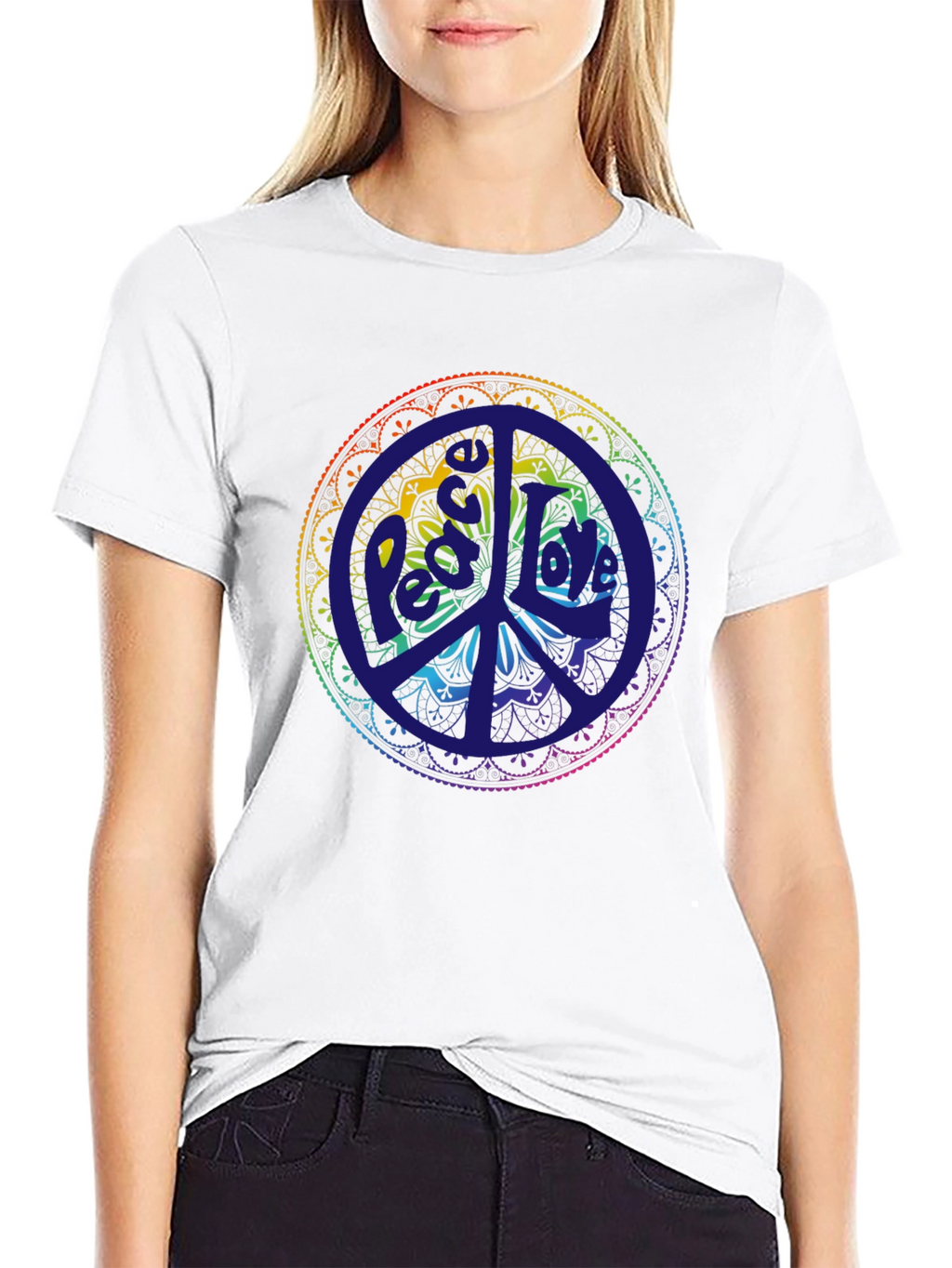 Peace Mandala T-Shirt - Rainbow Design