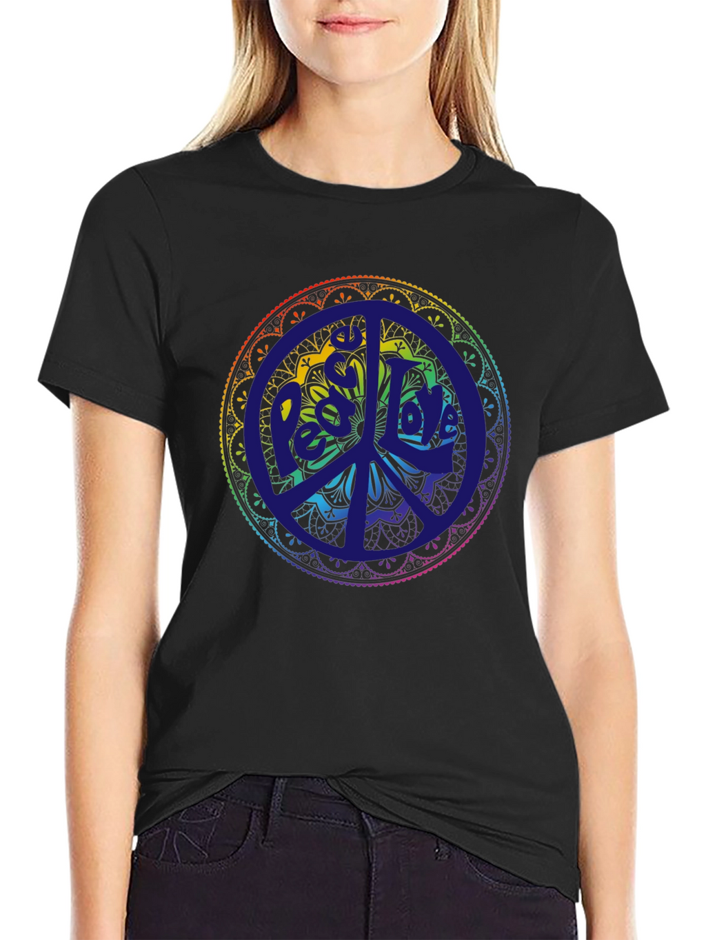 Peace Mandala T-Shirt - Rainbow Design