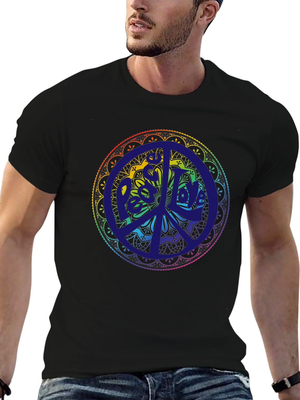 Peace Mandala T-Shirt - Rainbow Design