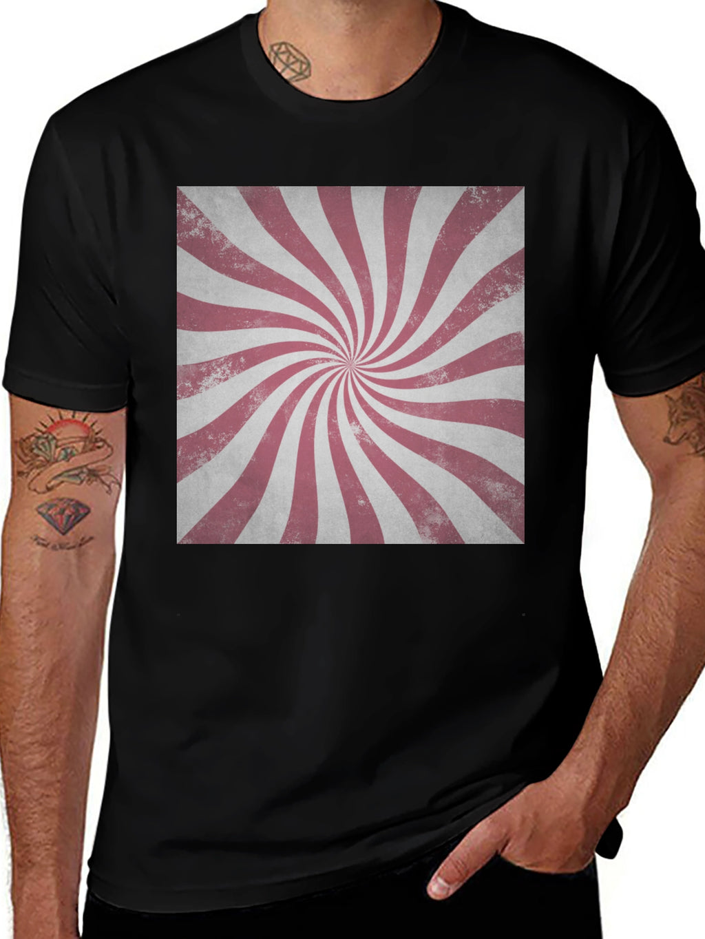 Retro Swirl Graphic Tee - Black Cotton Blend