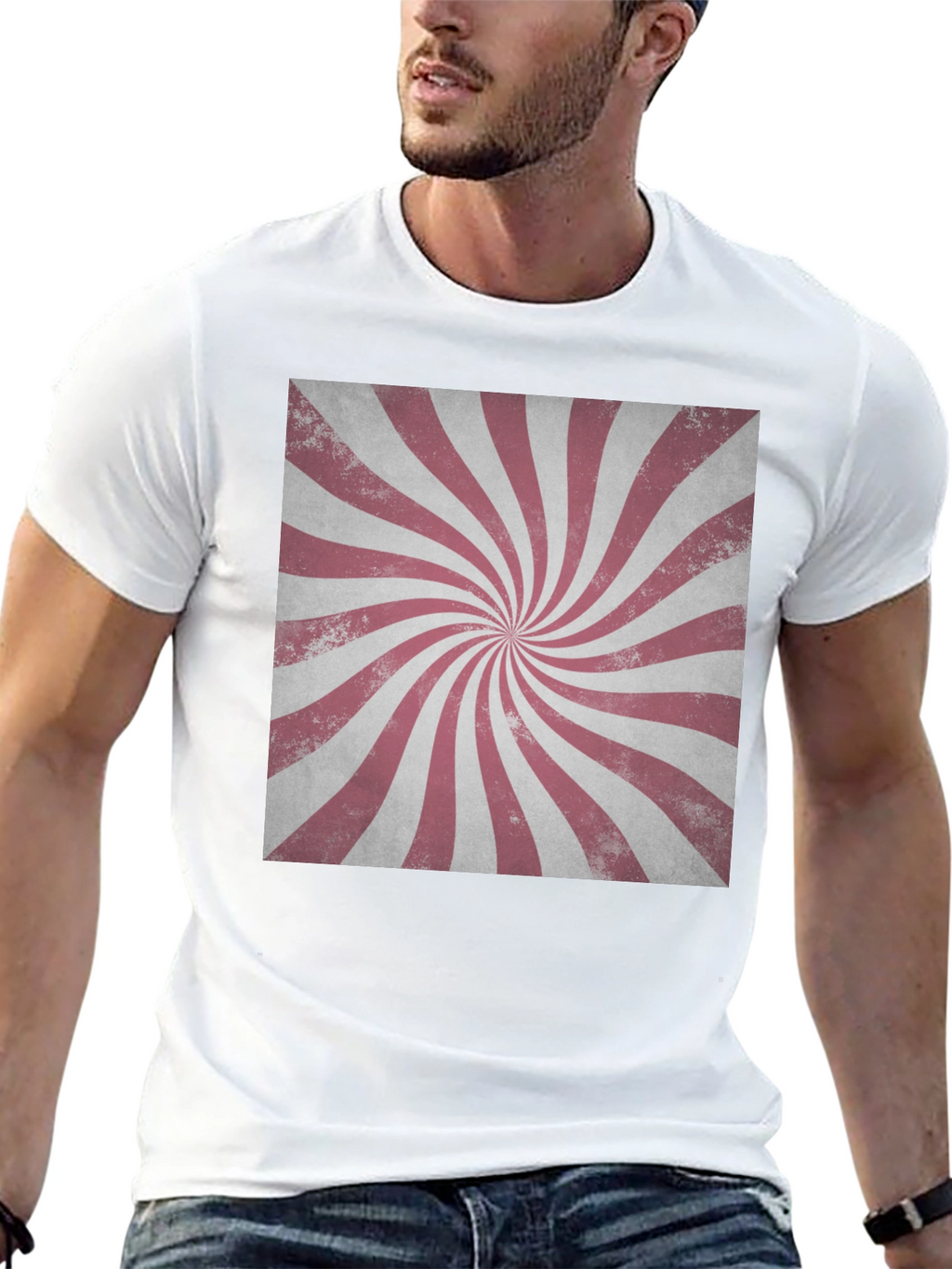 Retro Swirl Graphic Tee - Black Cotton Blend