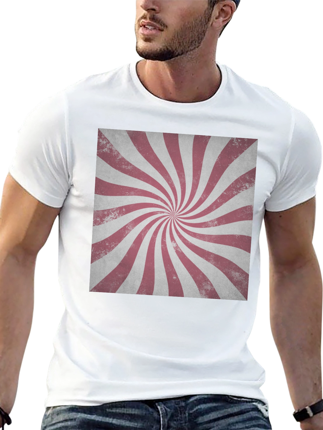 Retro Swirl Graphic Tee - Black Cotton Blend