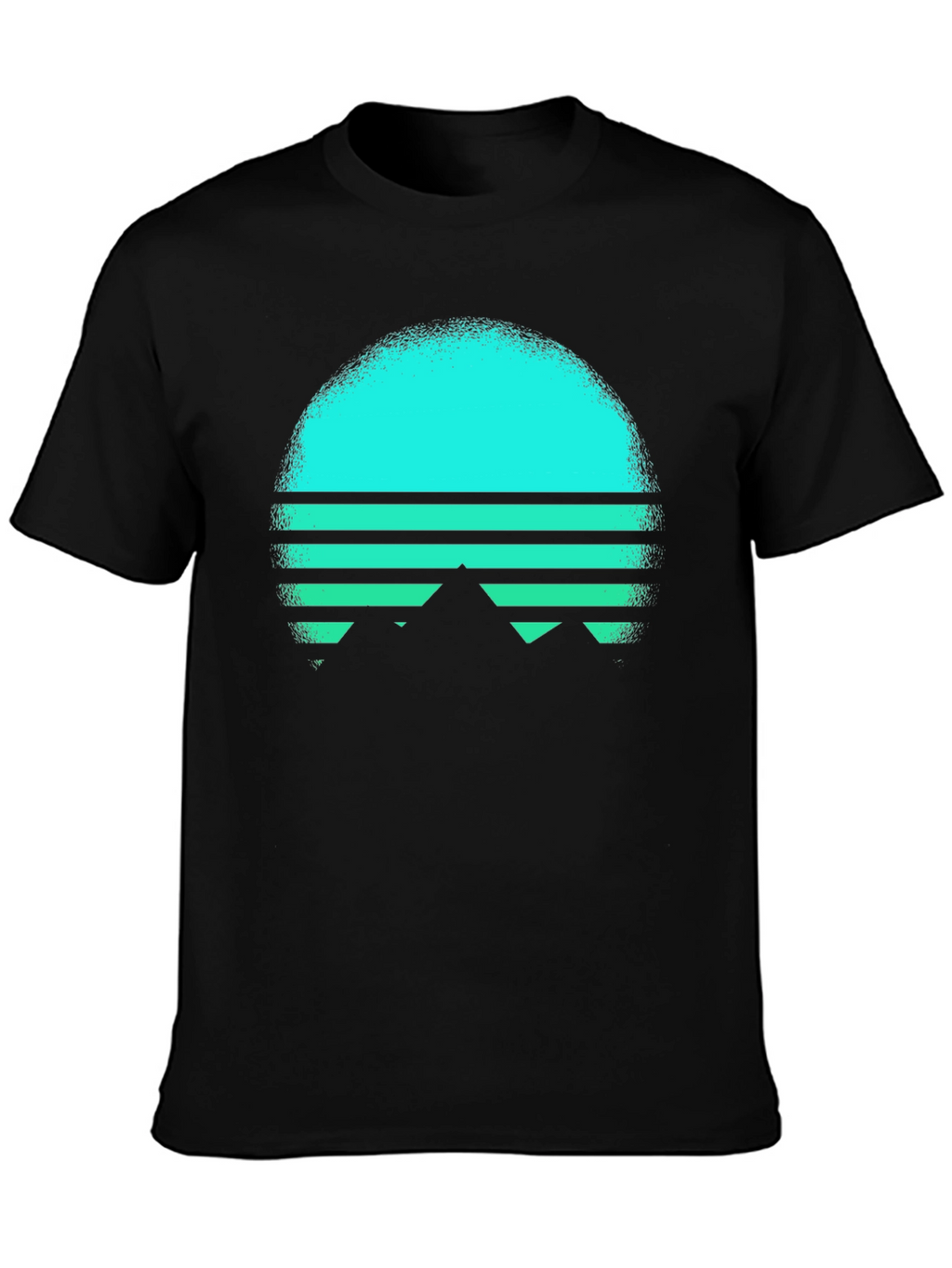 Retro Sunset Mountain T-Shirt - Black
