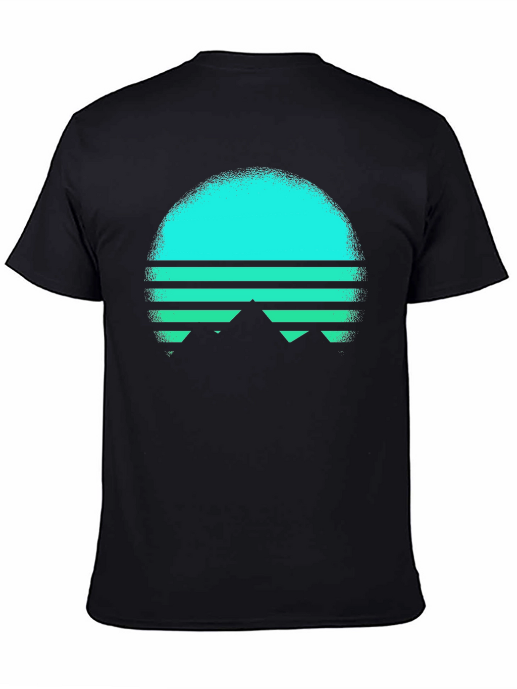 Retro Sunset Mountain T-Shirt - Black