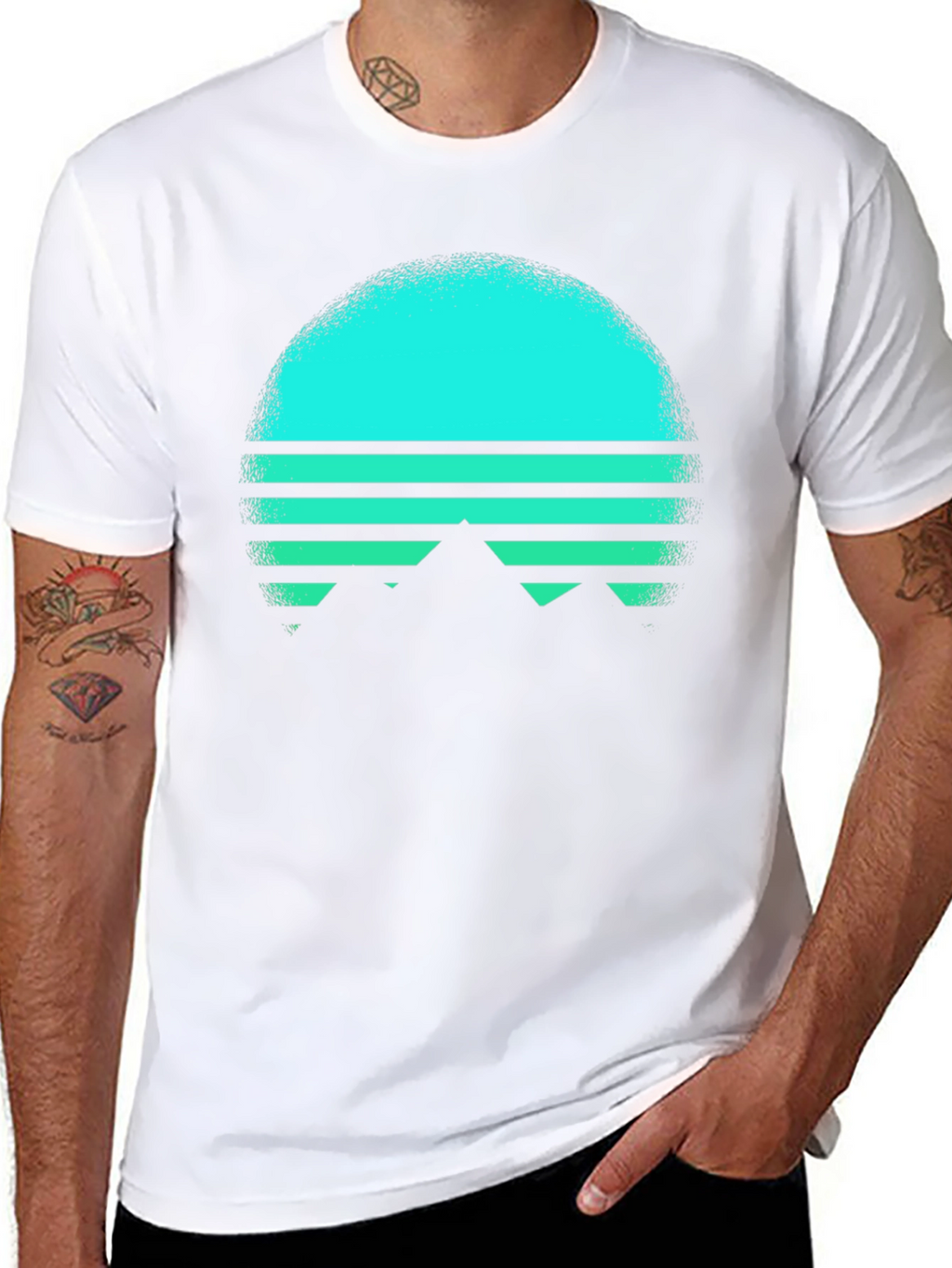 Retro Sunset Mountain T-Shirt - Black