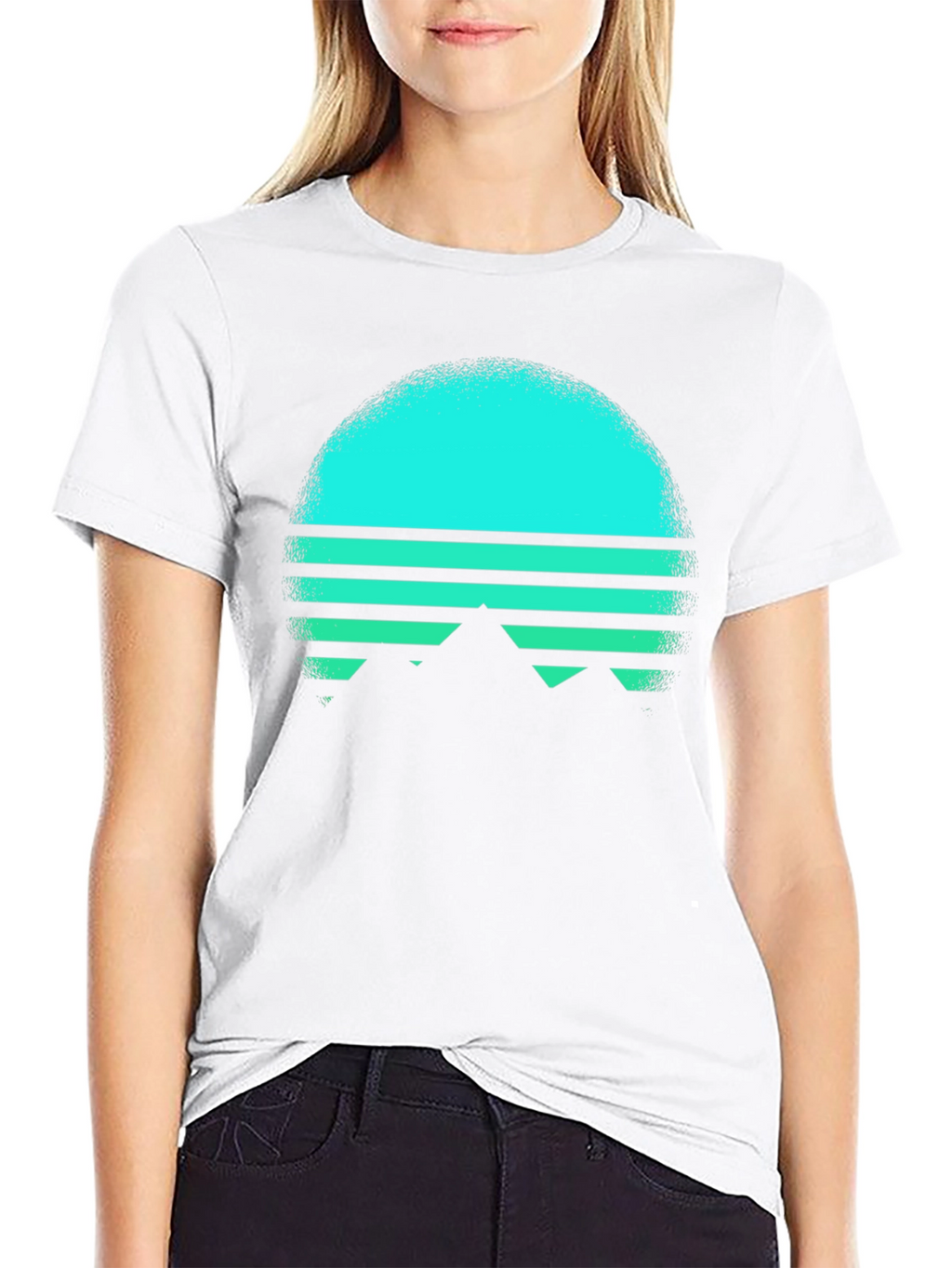 Retro Sunset Mountain T-Shirt - Black