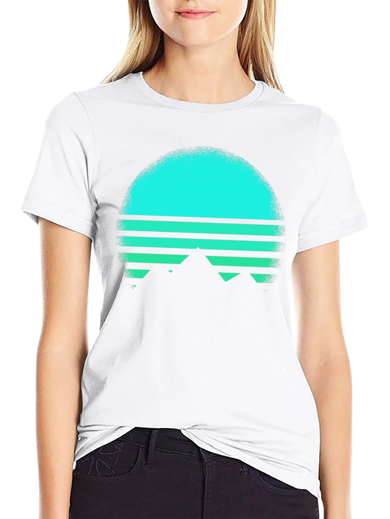 Retro Sunset Mountain T-Shirt - Black