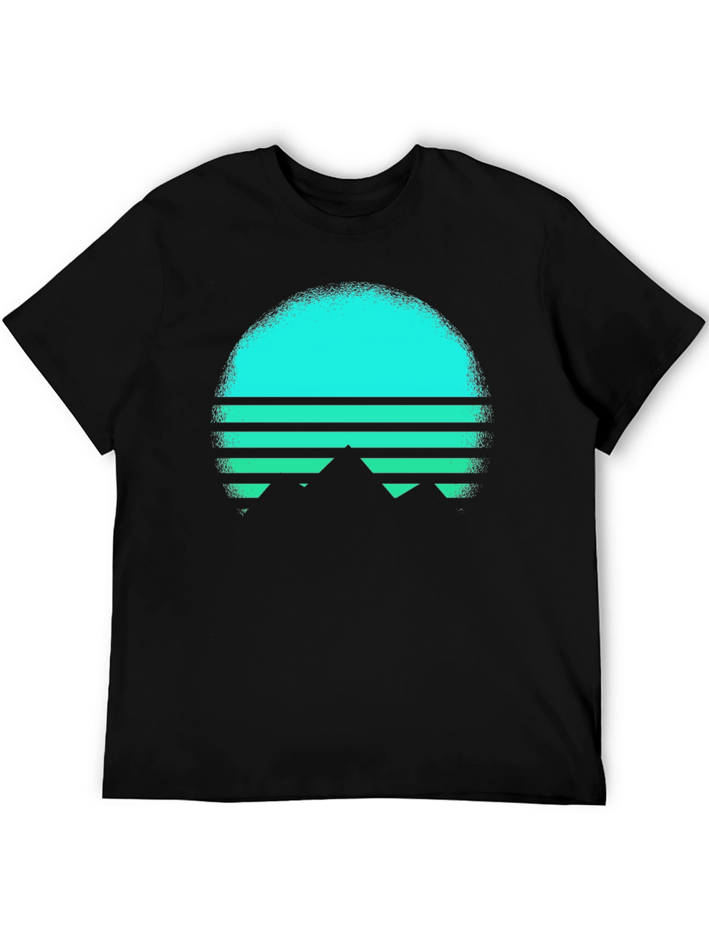 Retro Sunset Mountain T-Shirt - Black