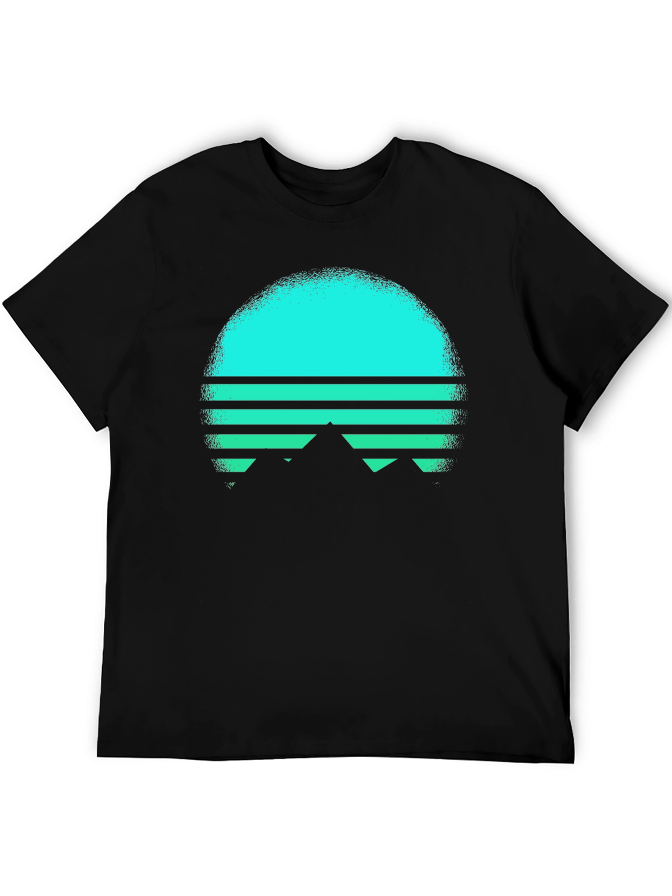 Retro Sunset Mountain T-Shirt - Black