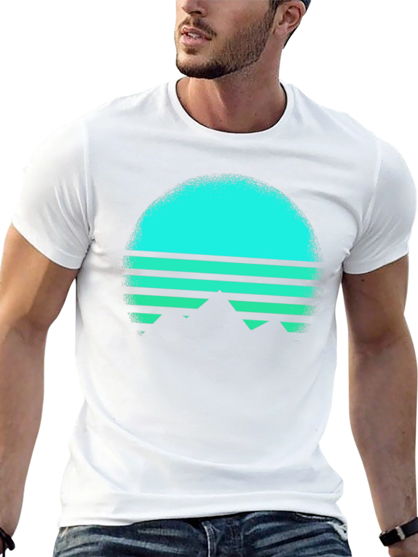 Retro Sunset Mountain T-Shirt - Black